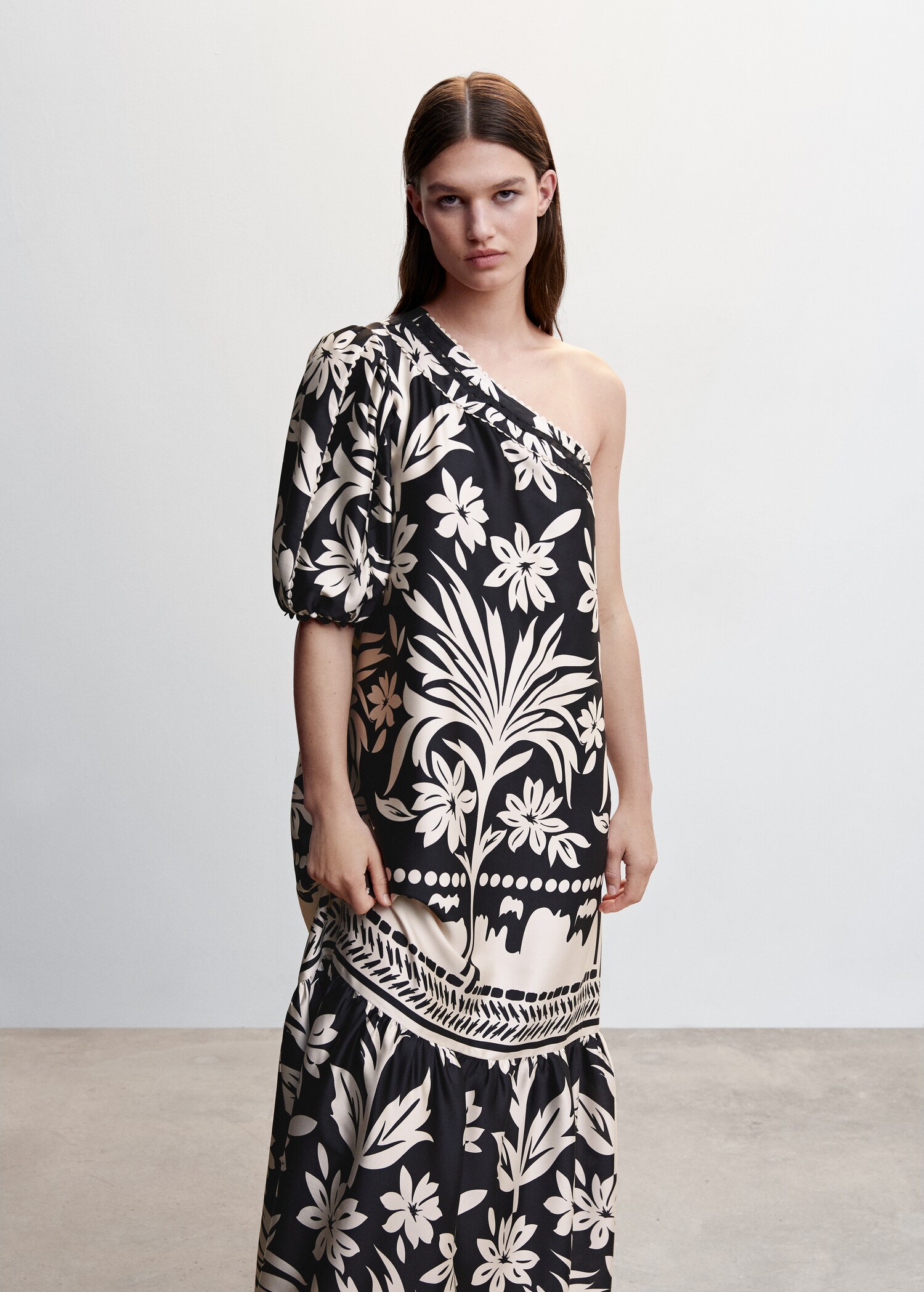 Asymmetrical satin dress