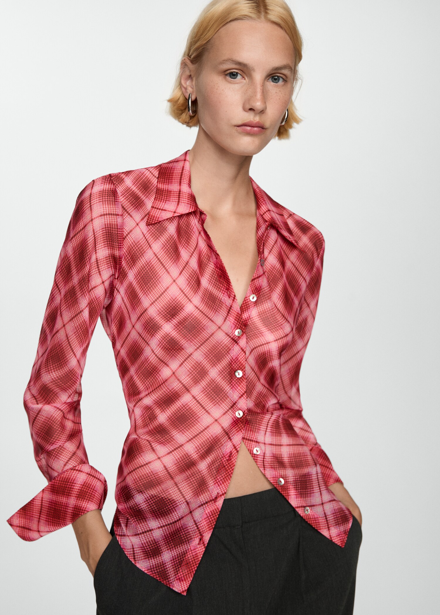 Check-print shirt