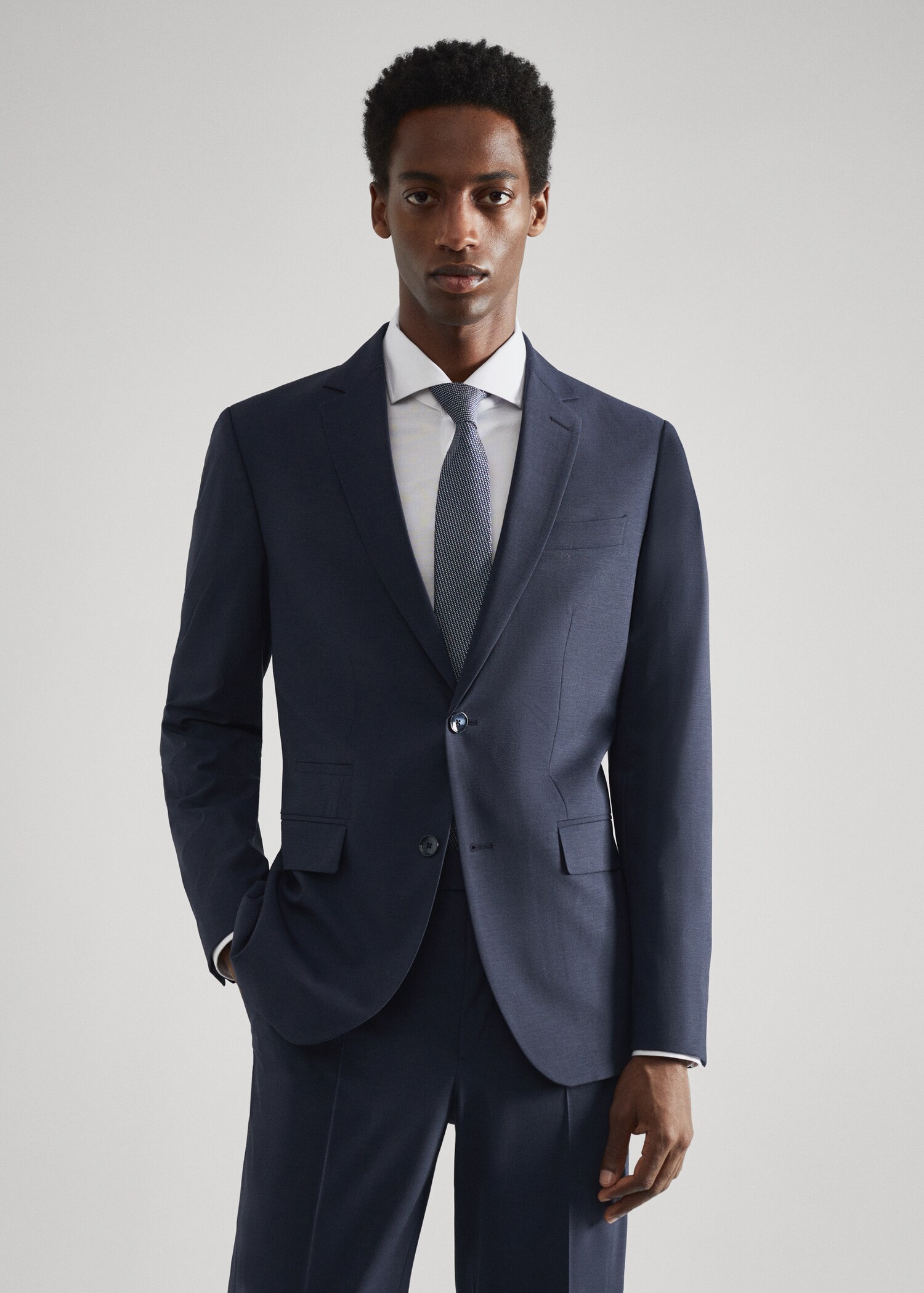 Slim-fit wool suit blazer