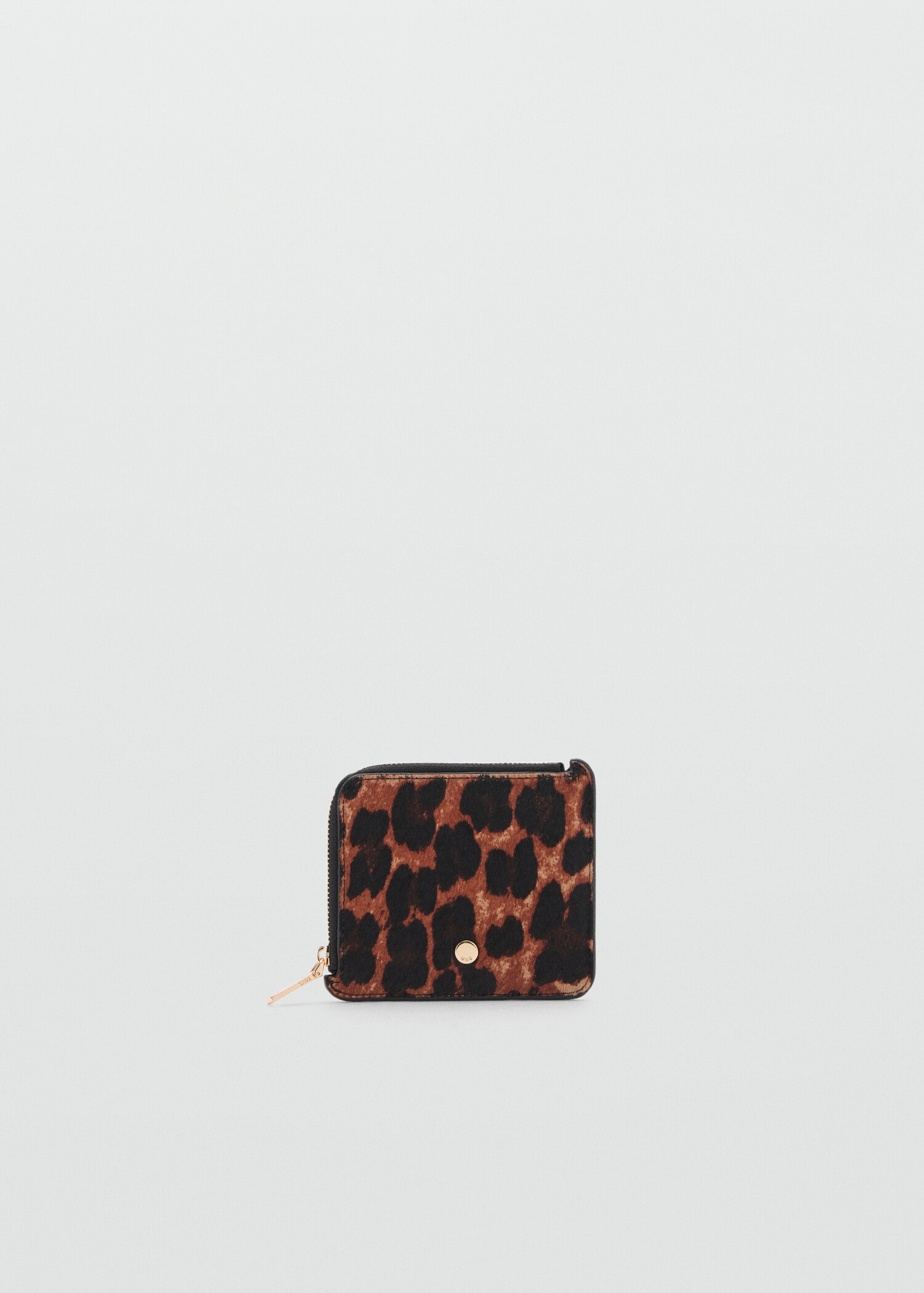 Leopard-print fur leather purse