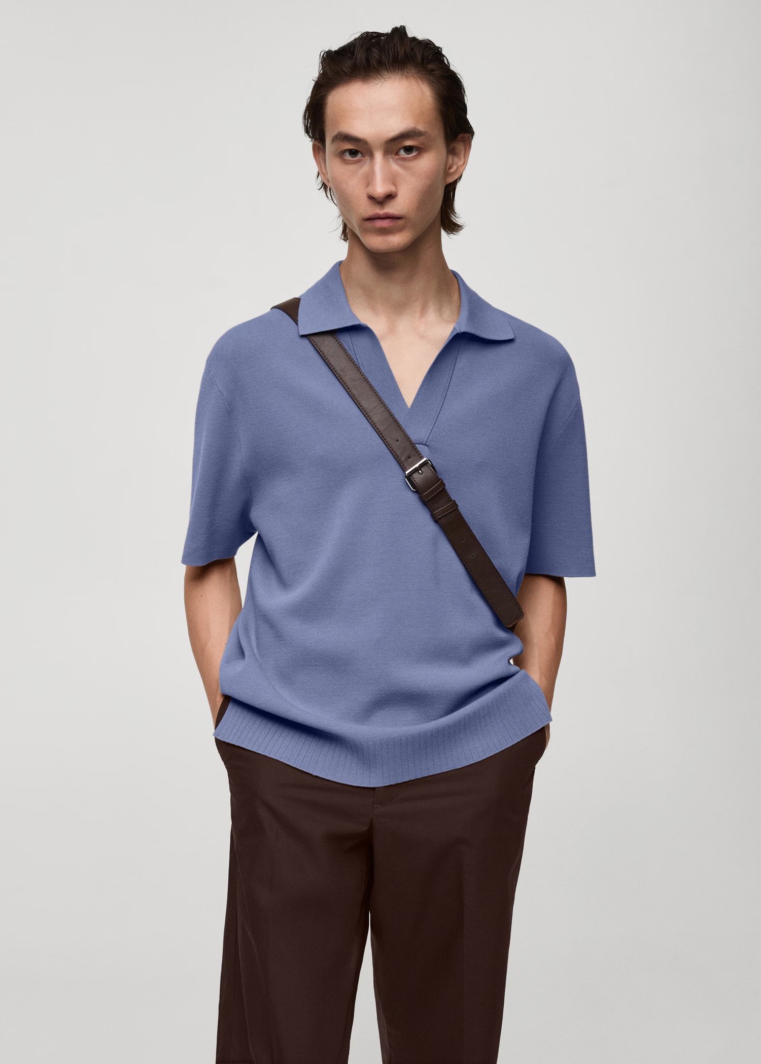 Relaxed-fit knitted polo shirt