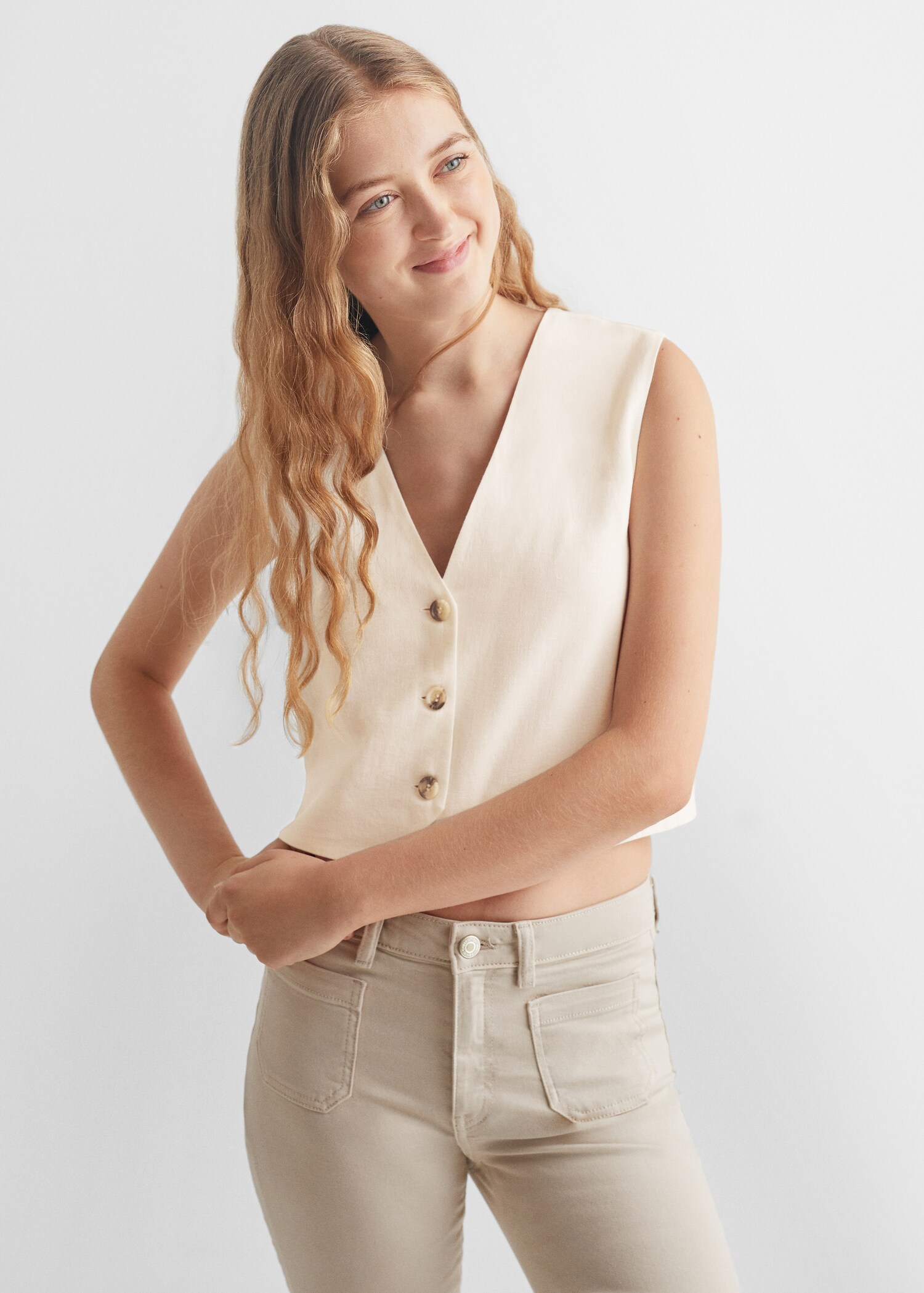 Linen-blend waistcoat