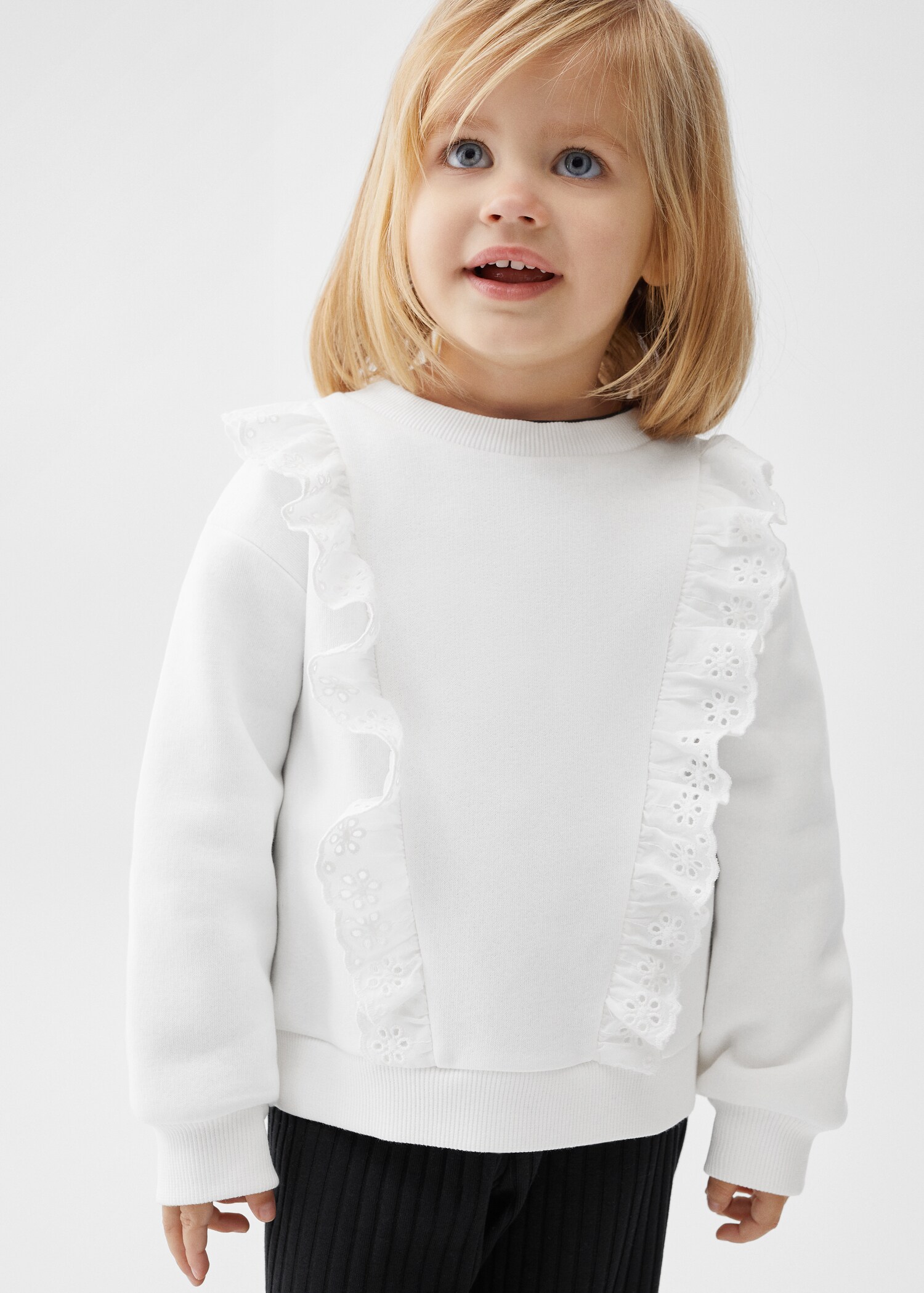 Ruffle sweatshirt with openwork details