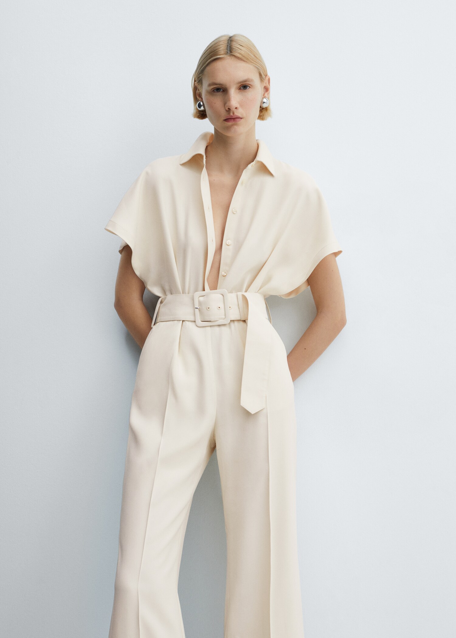 Belt long jumpsuit