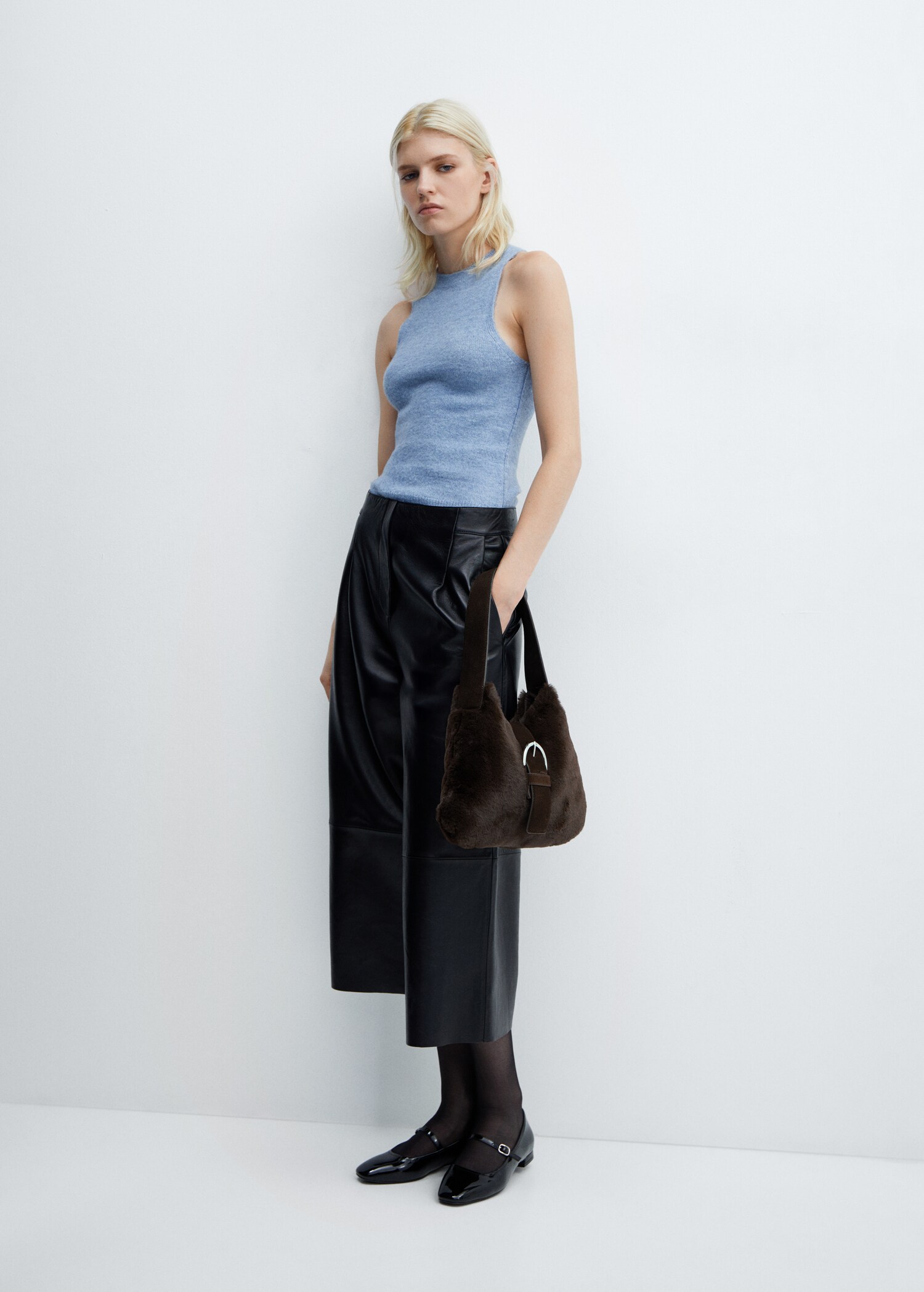 Leather-effect bag with buckle