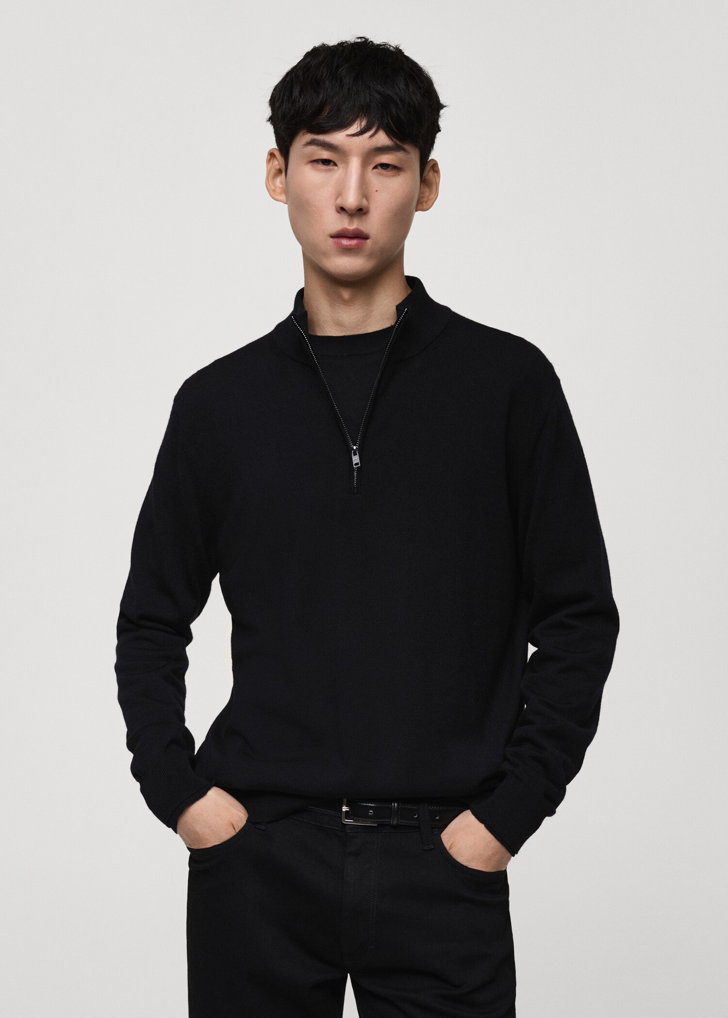 100% merino wool sweater with zipper neck