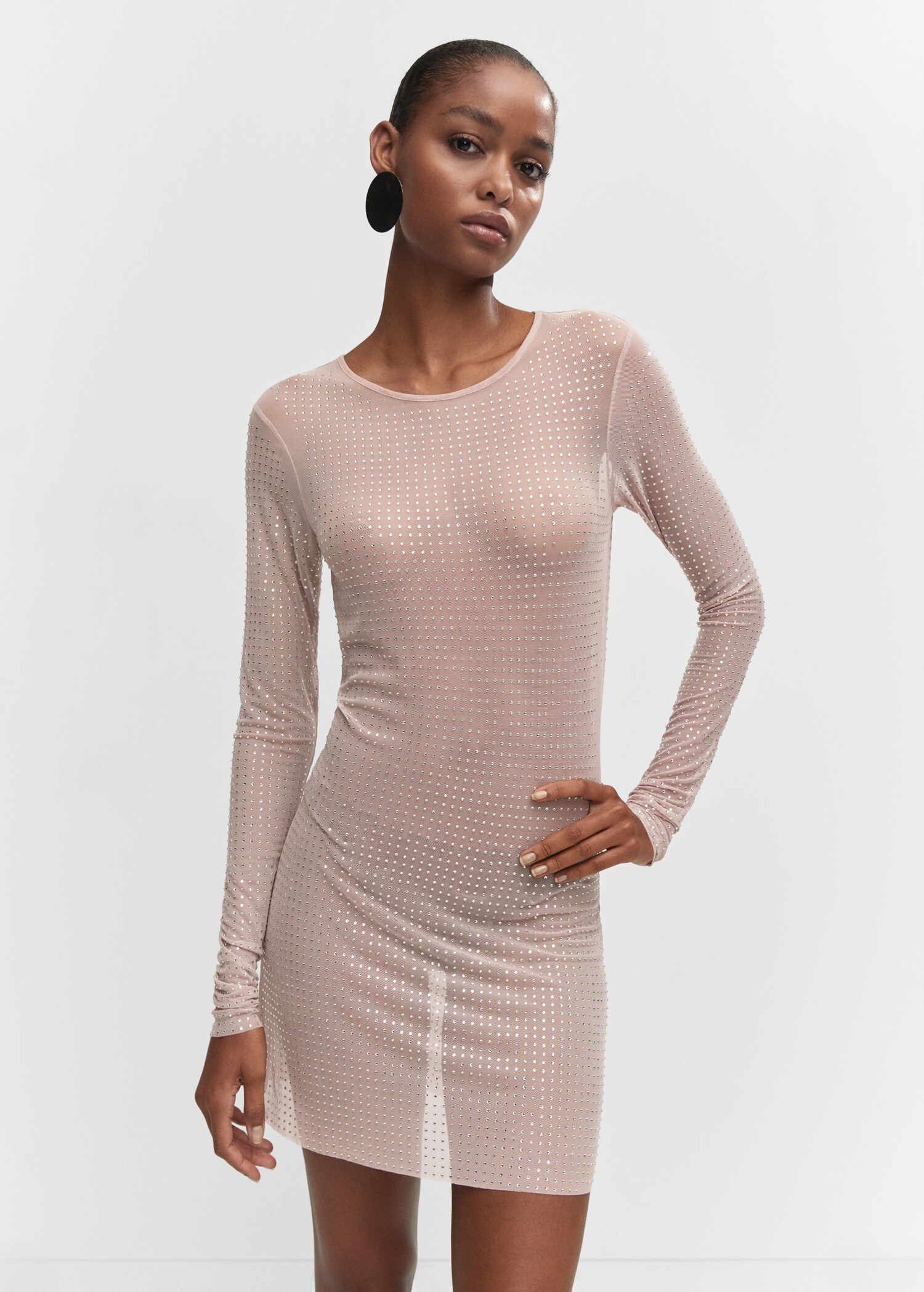Mesh dress with crystal detail