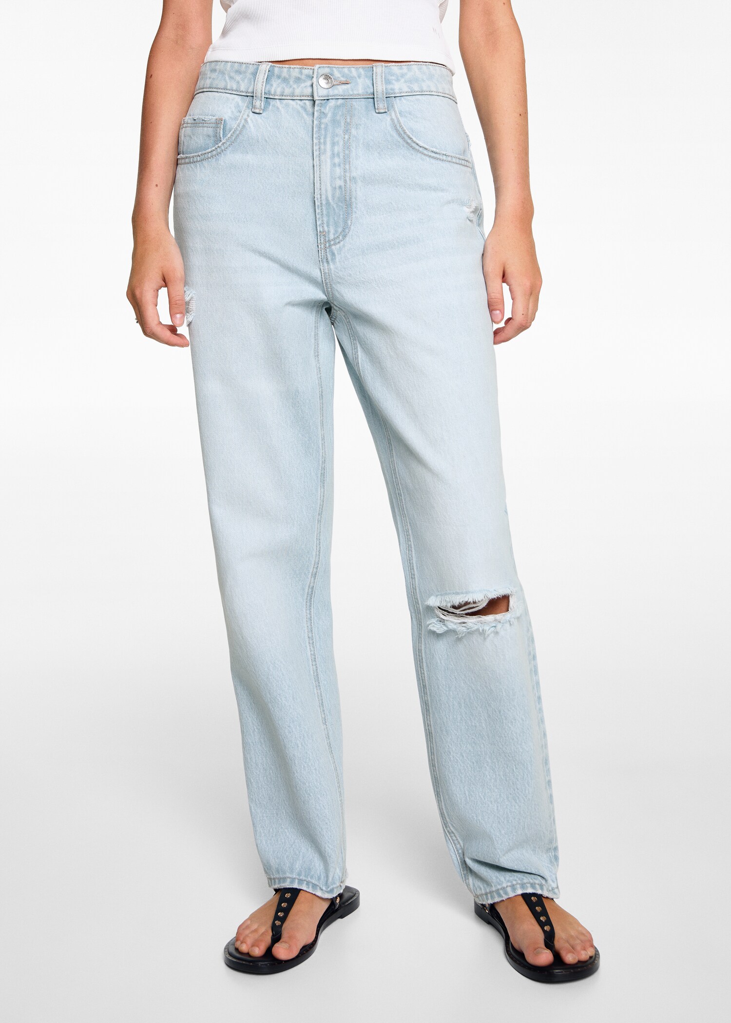 Ripped straight-fit jeans