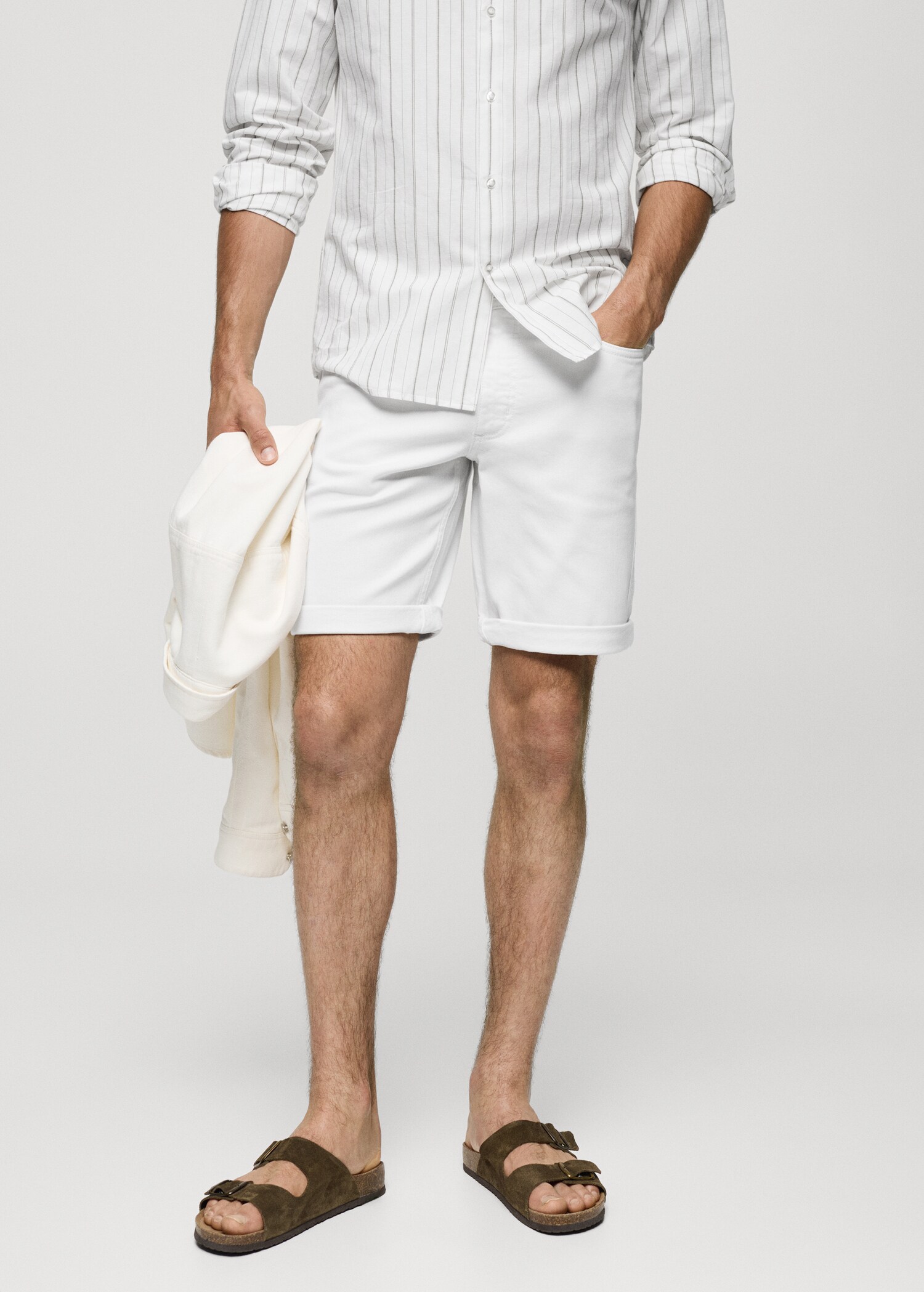 Slim-fit denim bermuda shorts