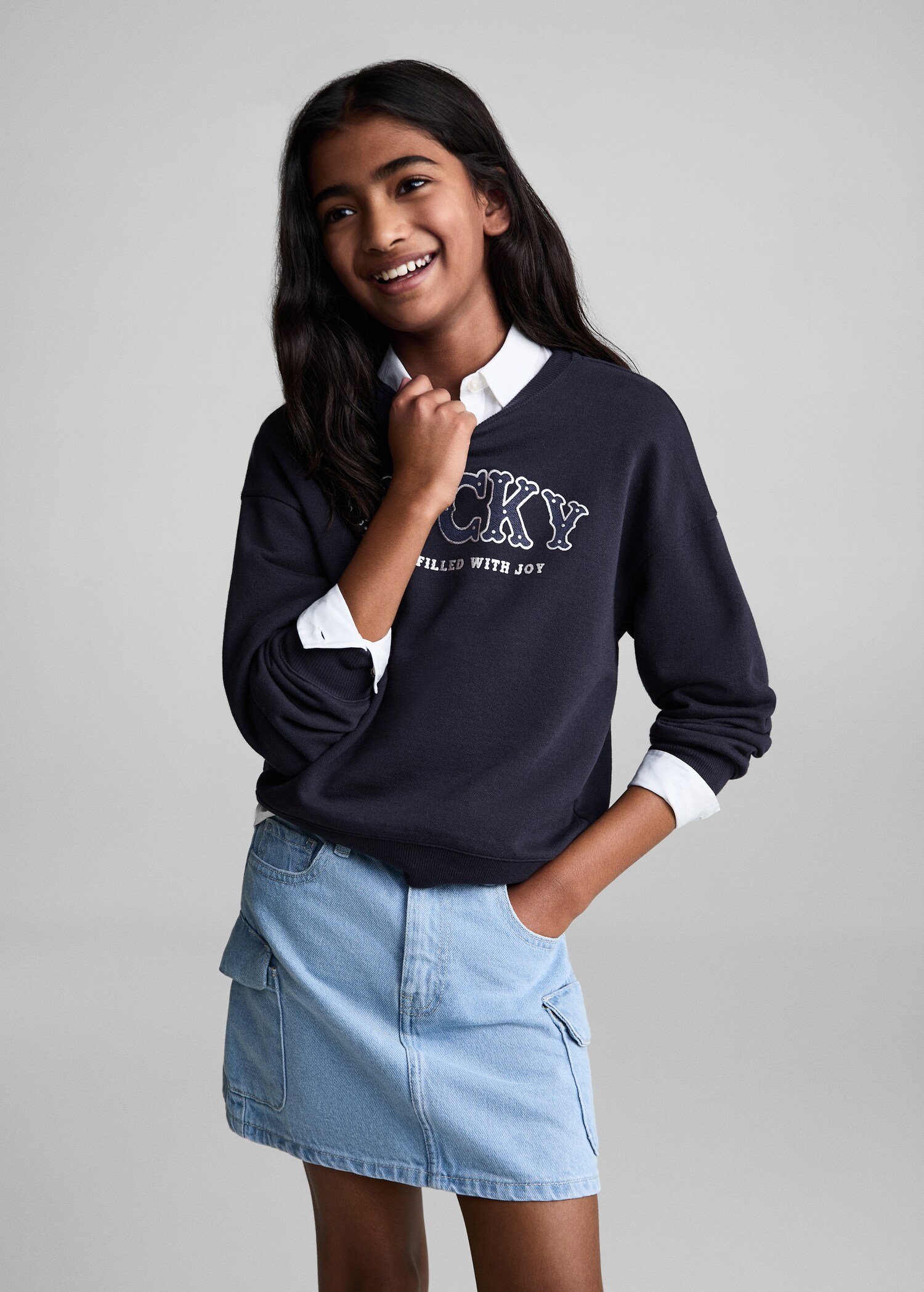 Texture details print sweatshirt