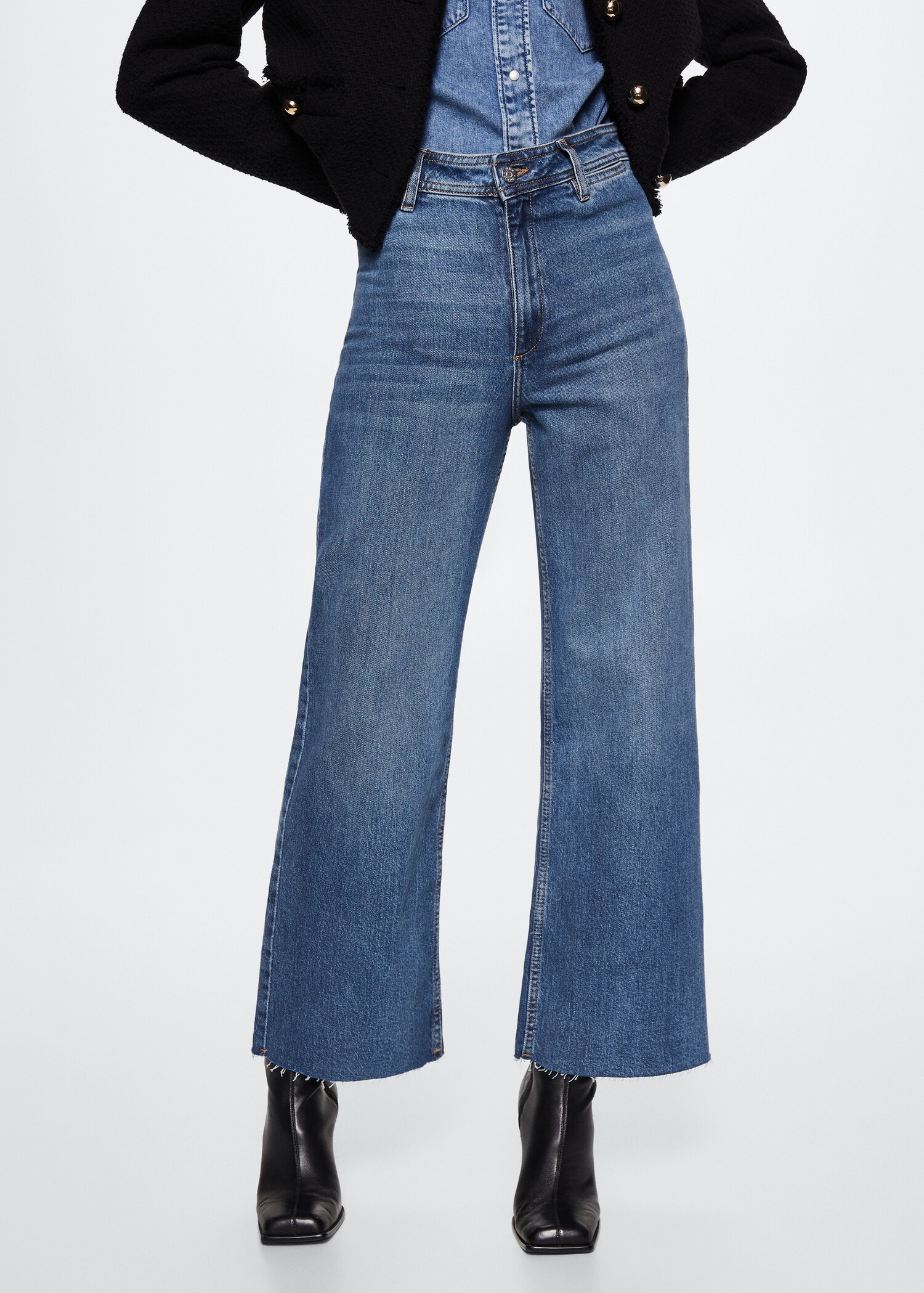 High-waist culotte jeans