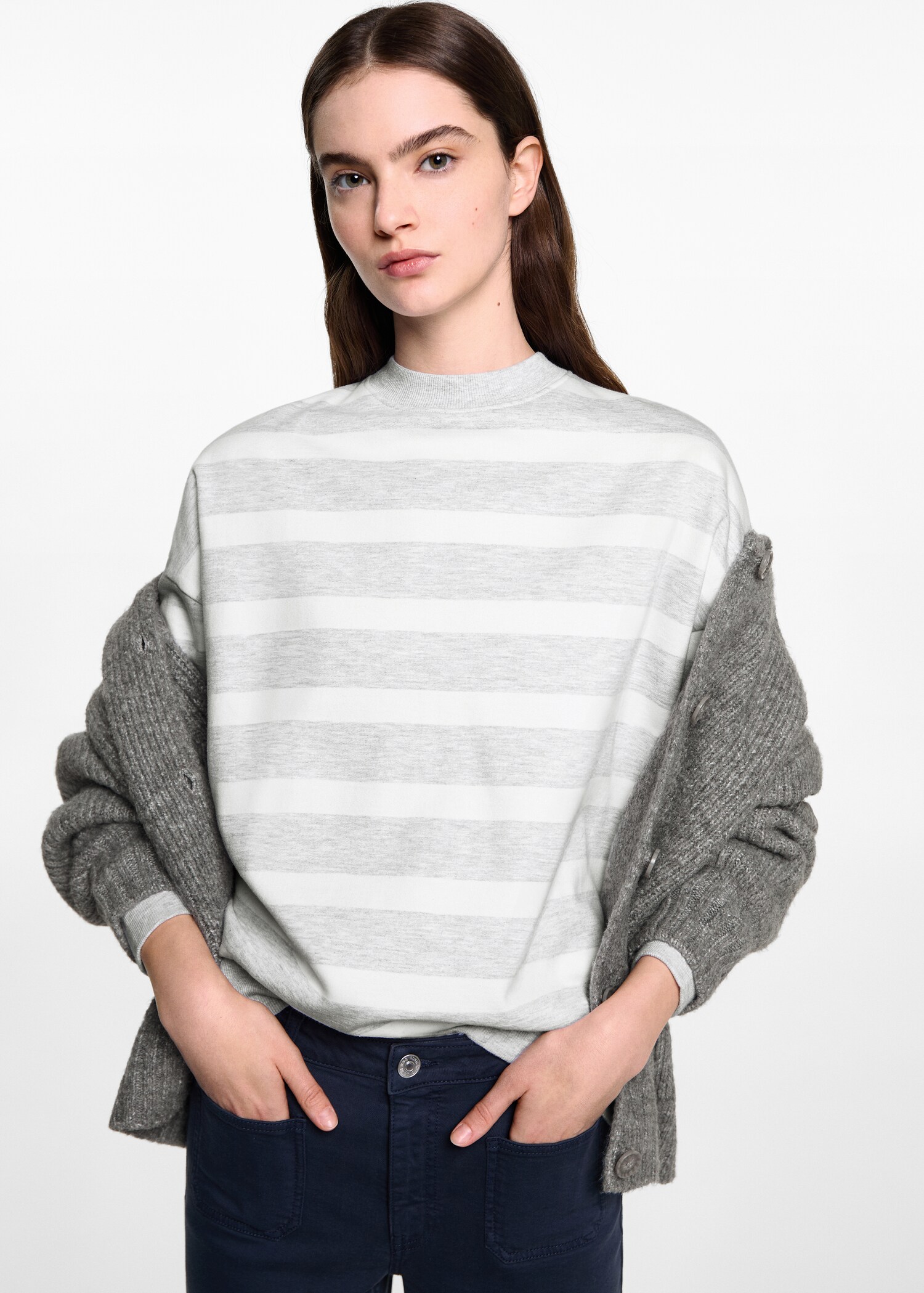 Striped cotton-blend sweatshirt