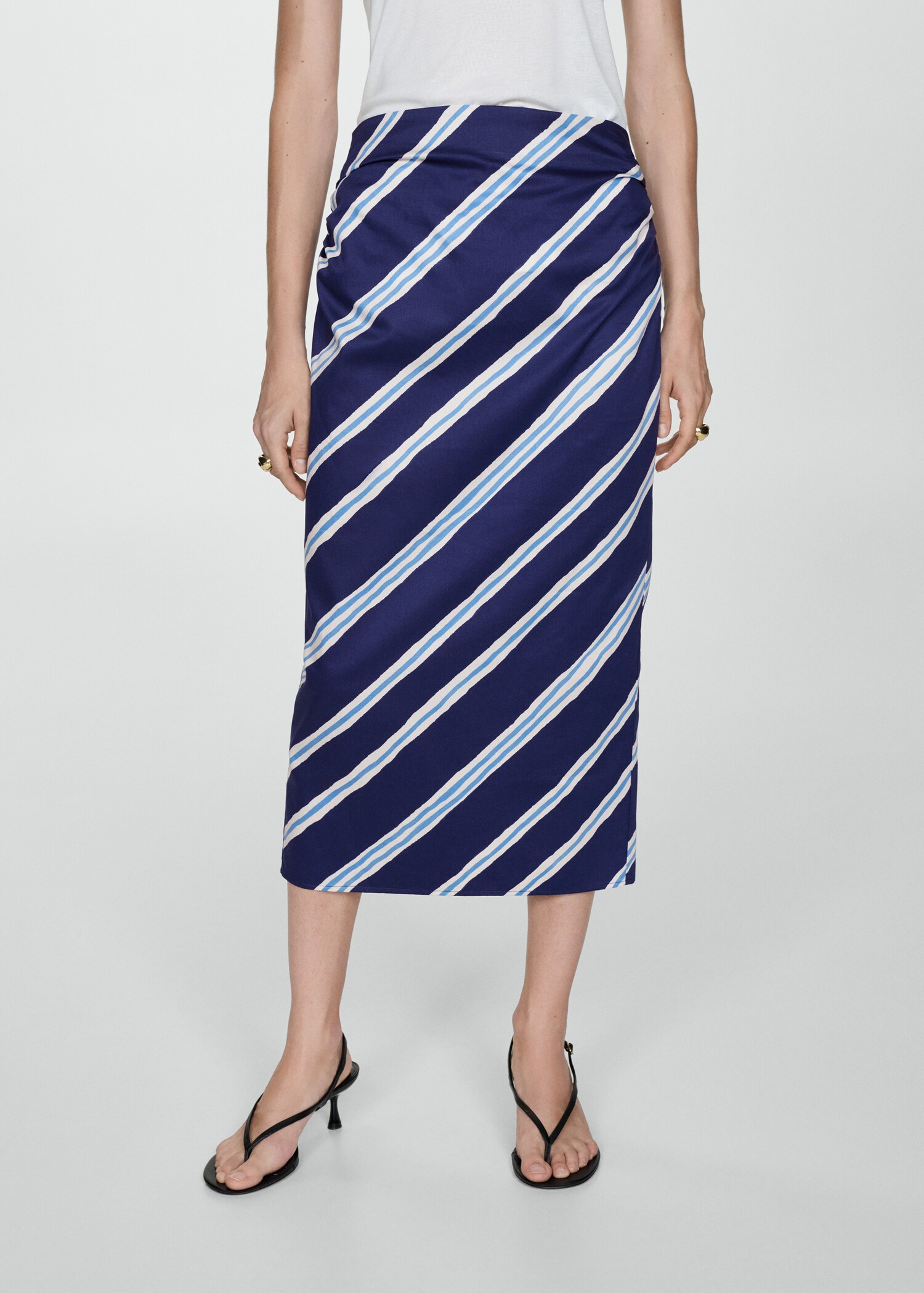 Slit striped skirt