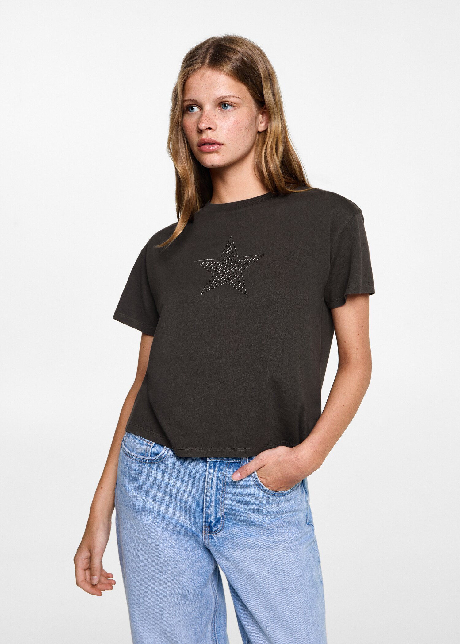 Studded print T-shirt