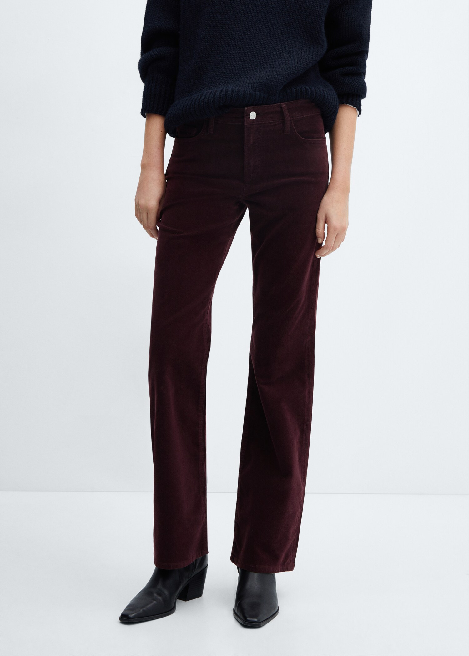 Mid-rise corduroy flared pants