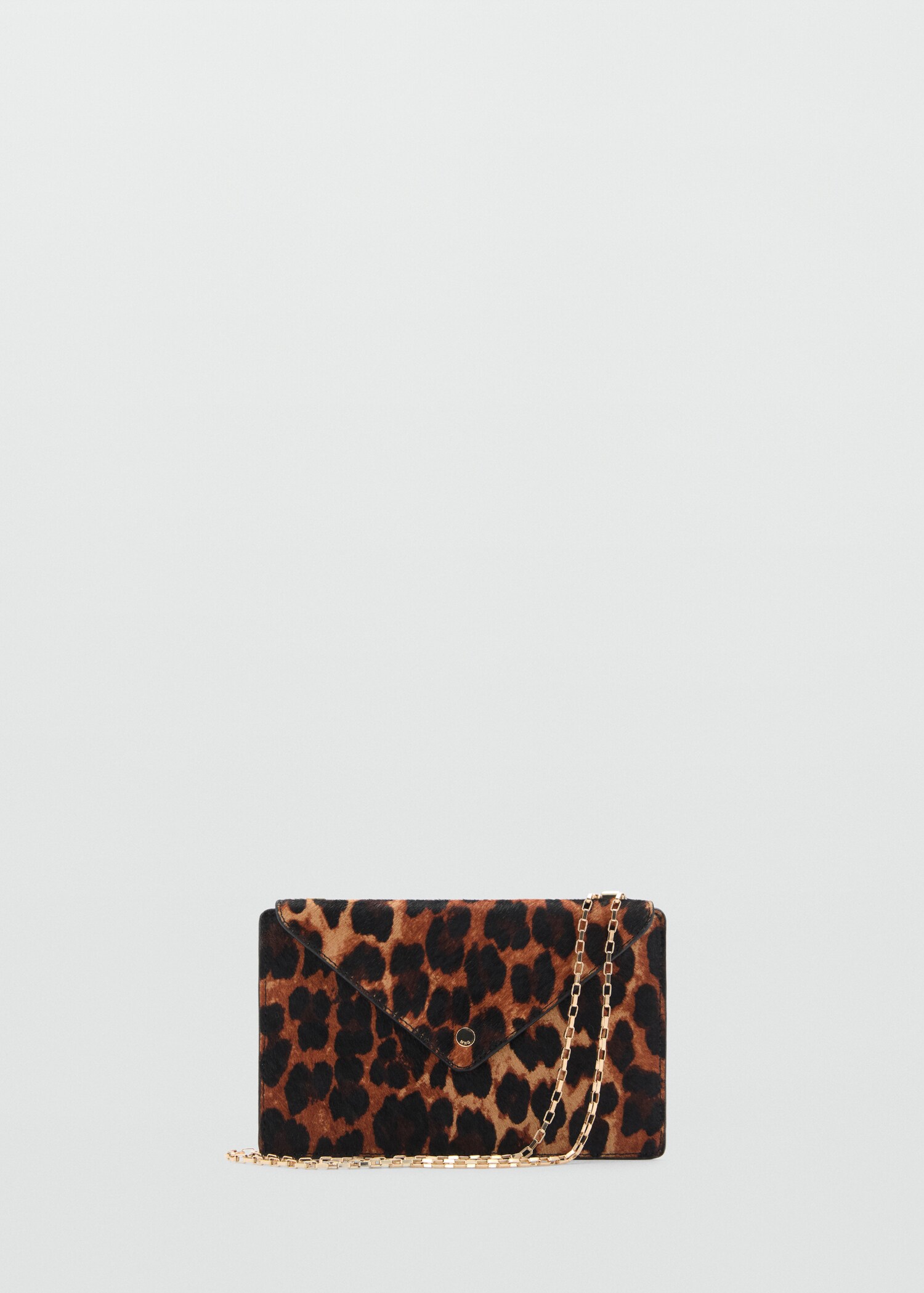 Leopard-print fur leather wallet with chain