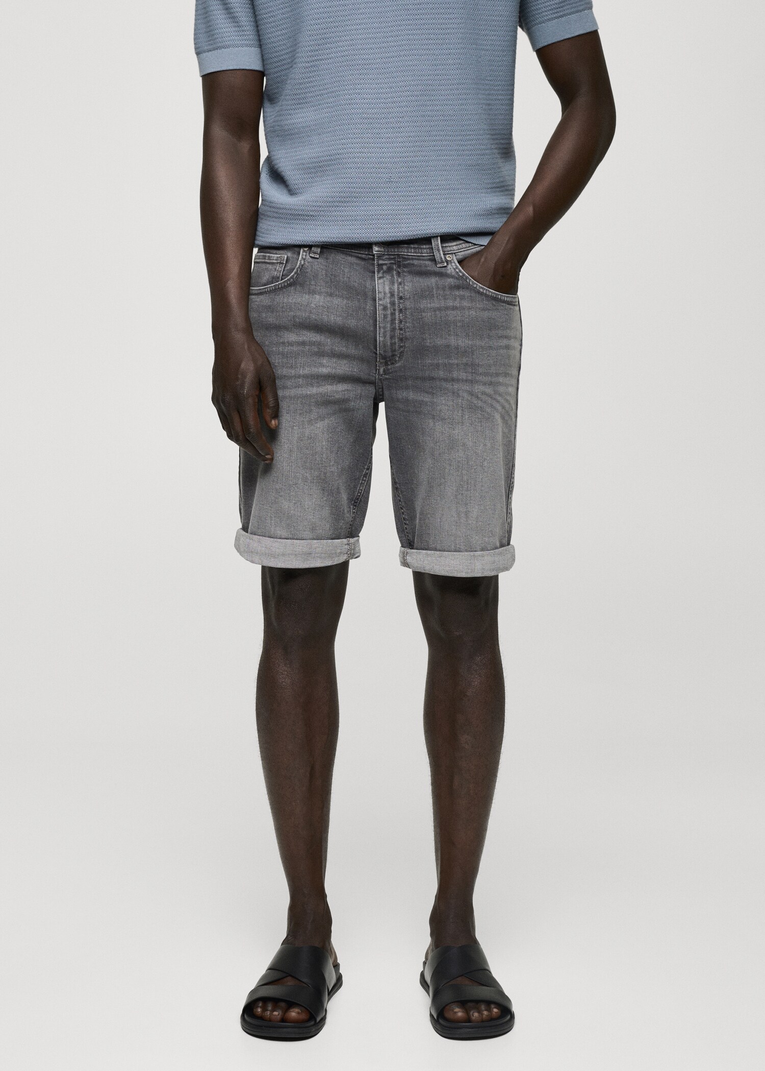 Slim-fit denim bermuda shorts