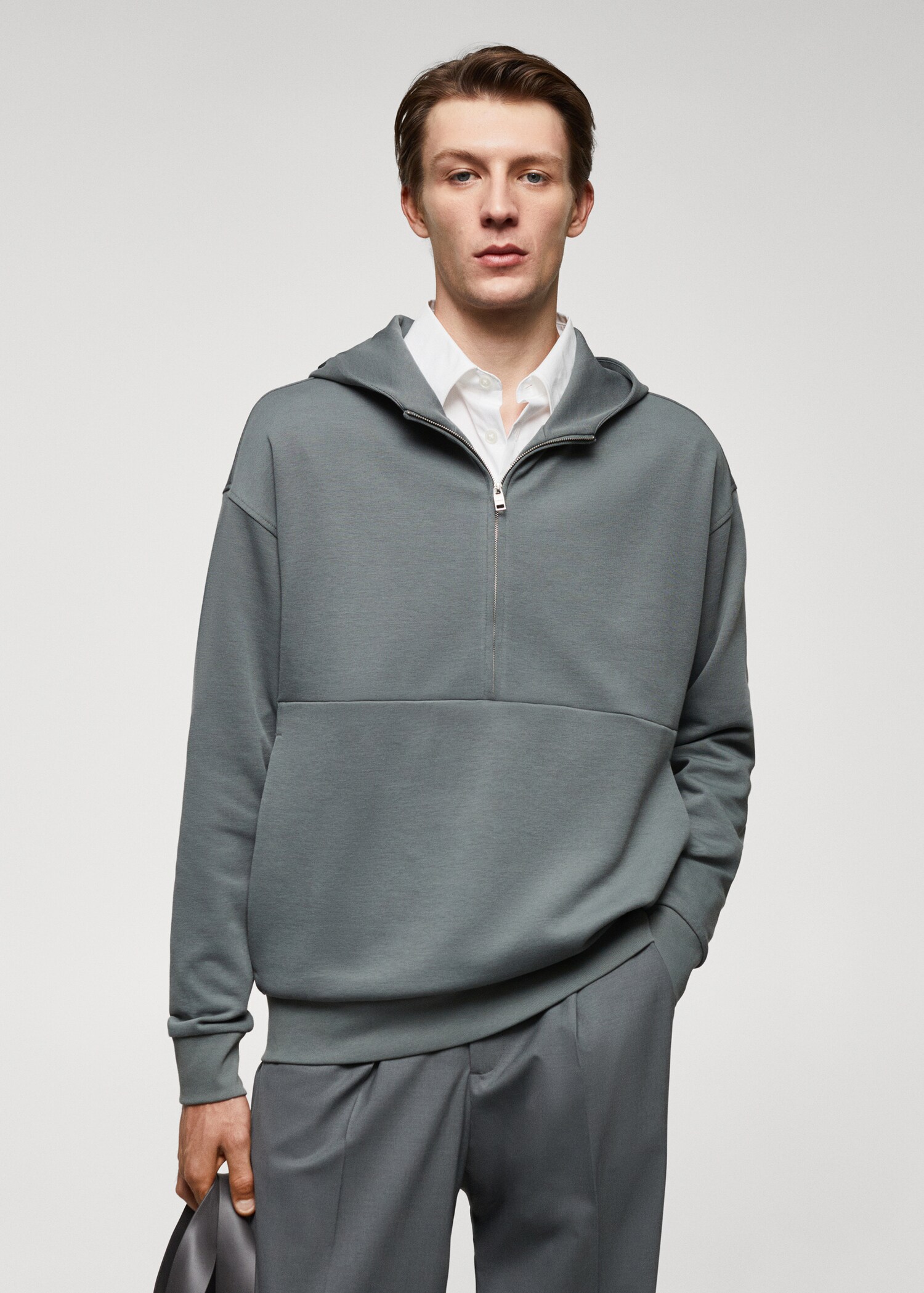 Oversized cotton sweatshirt with zip