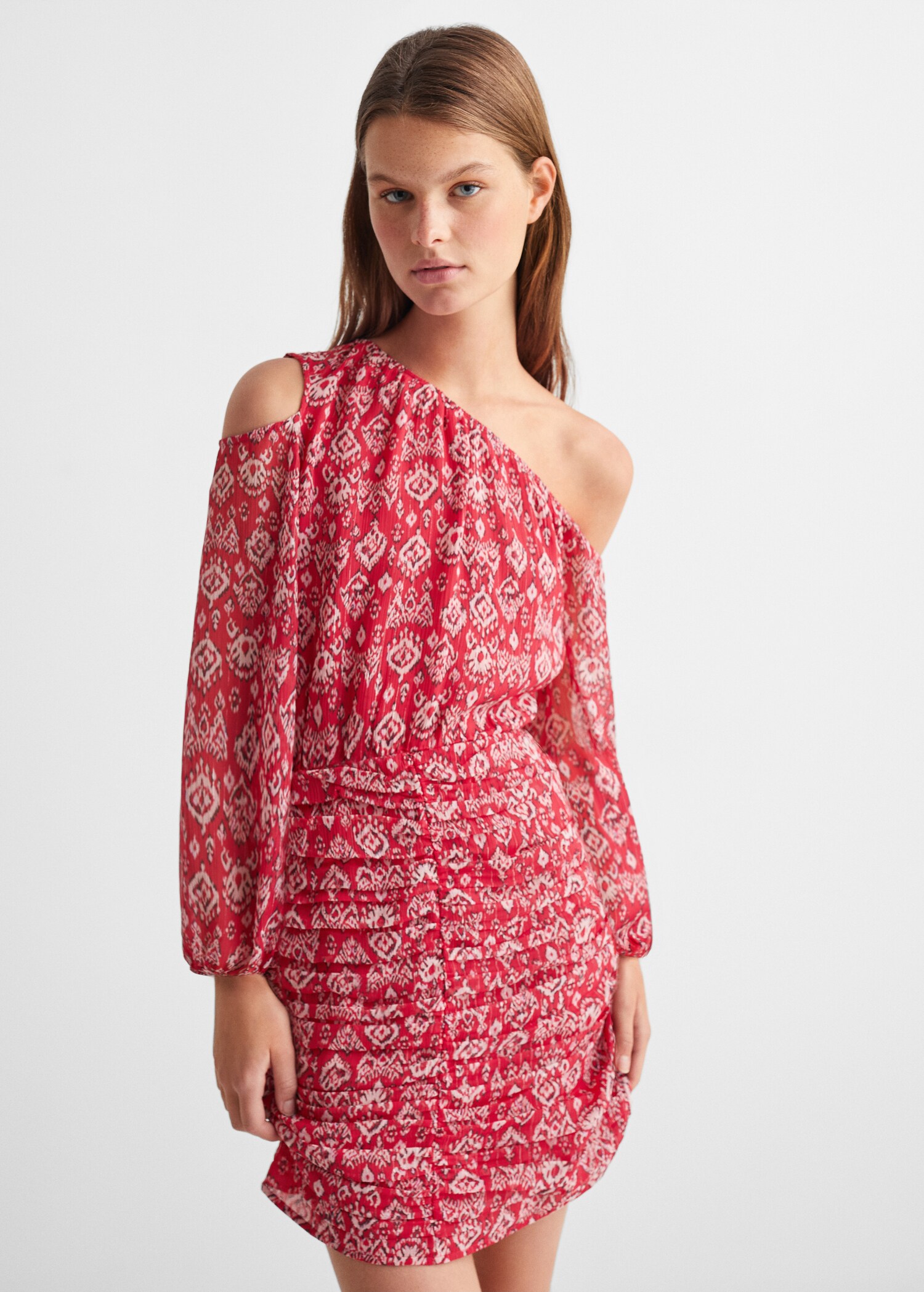 Printed ruched dress