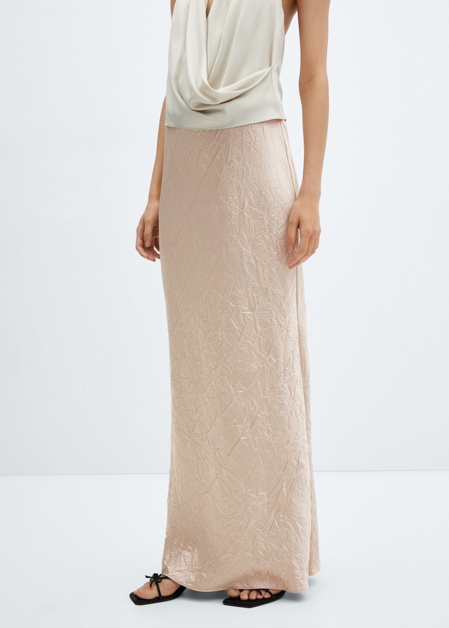 Extra-long satin skirt