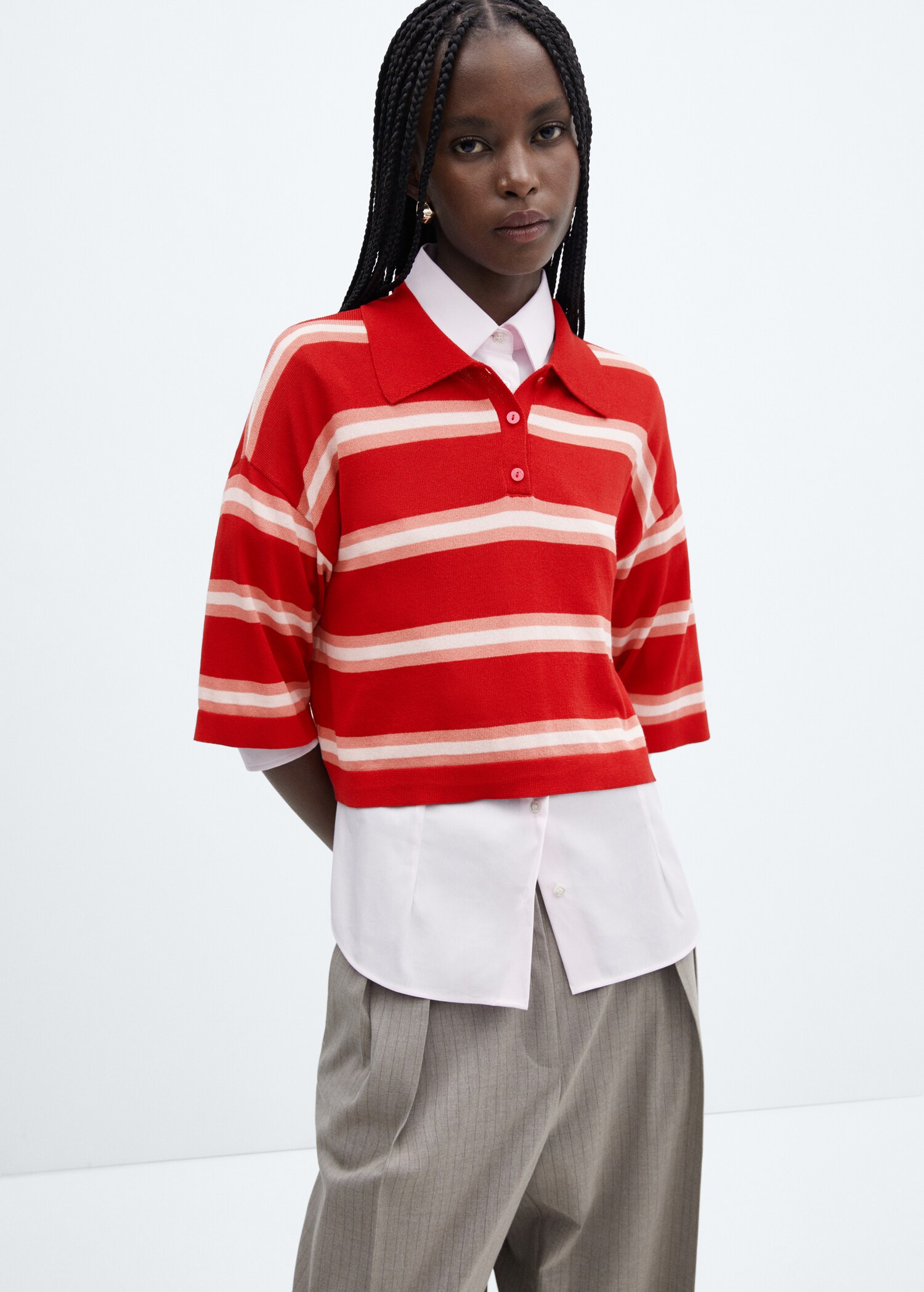 Striped oversized cropped sweater