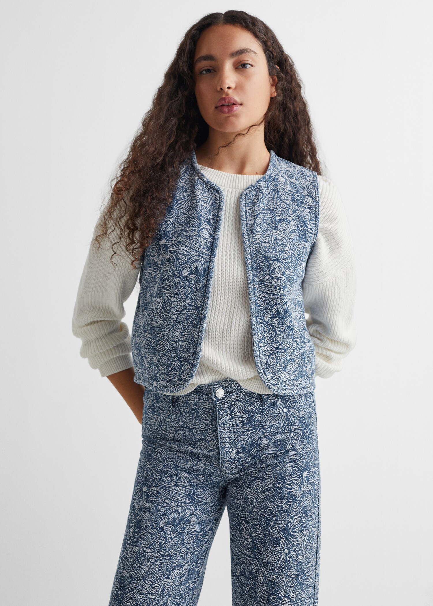 Embroidered cotton gilet