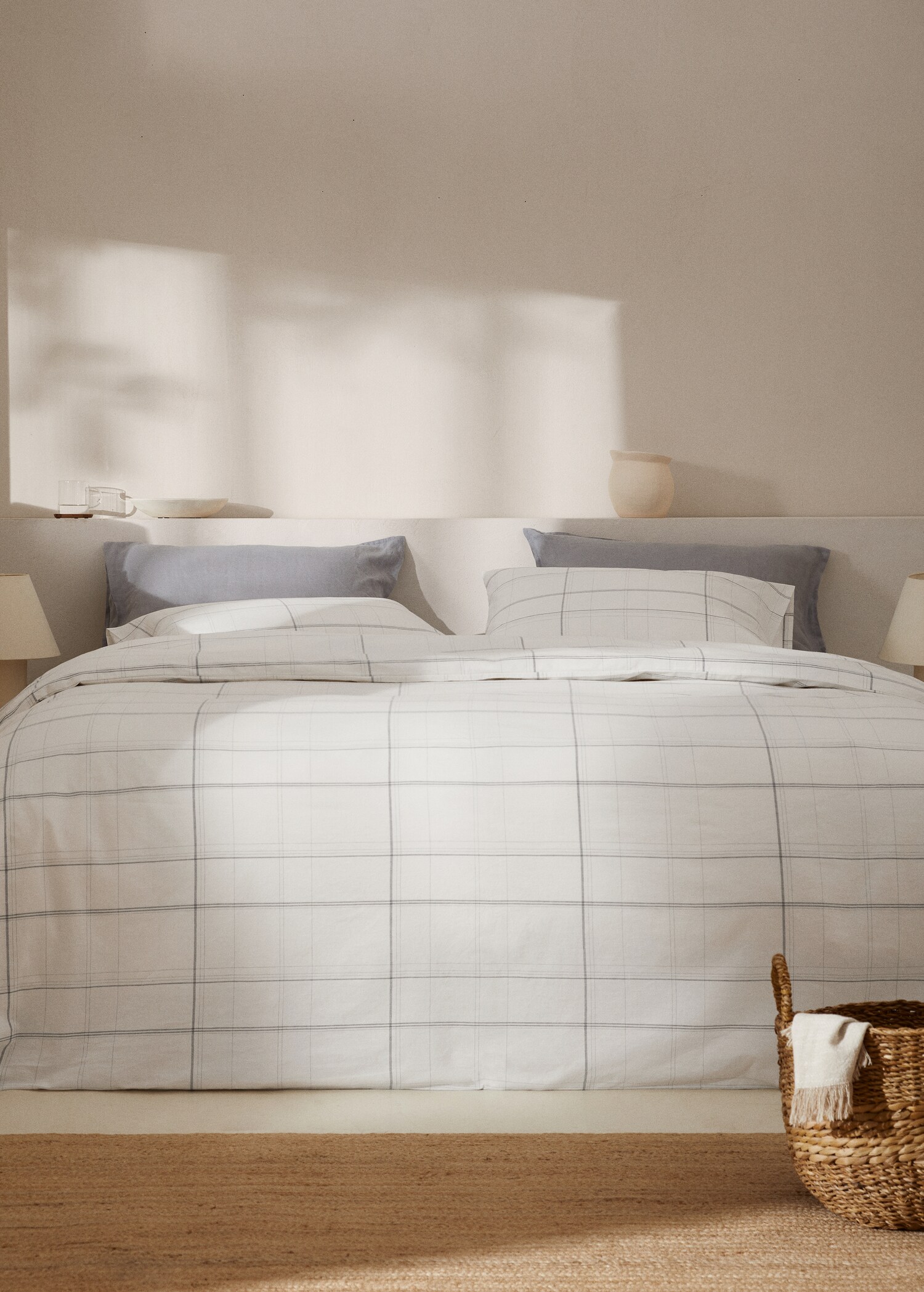 Striped cotton linen duvet cover for single bed