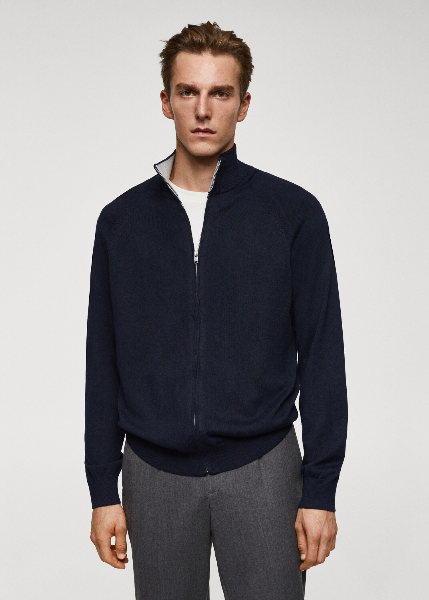 Zipped cotton cardigan