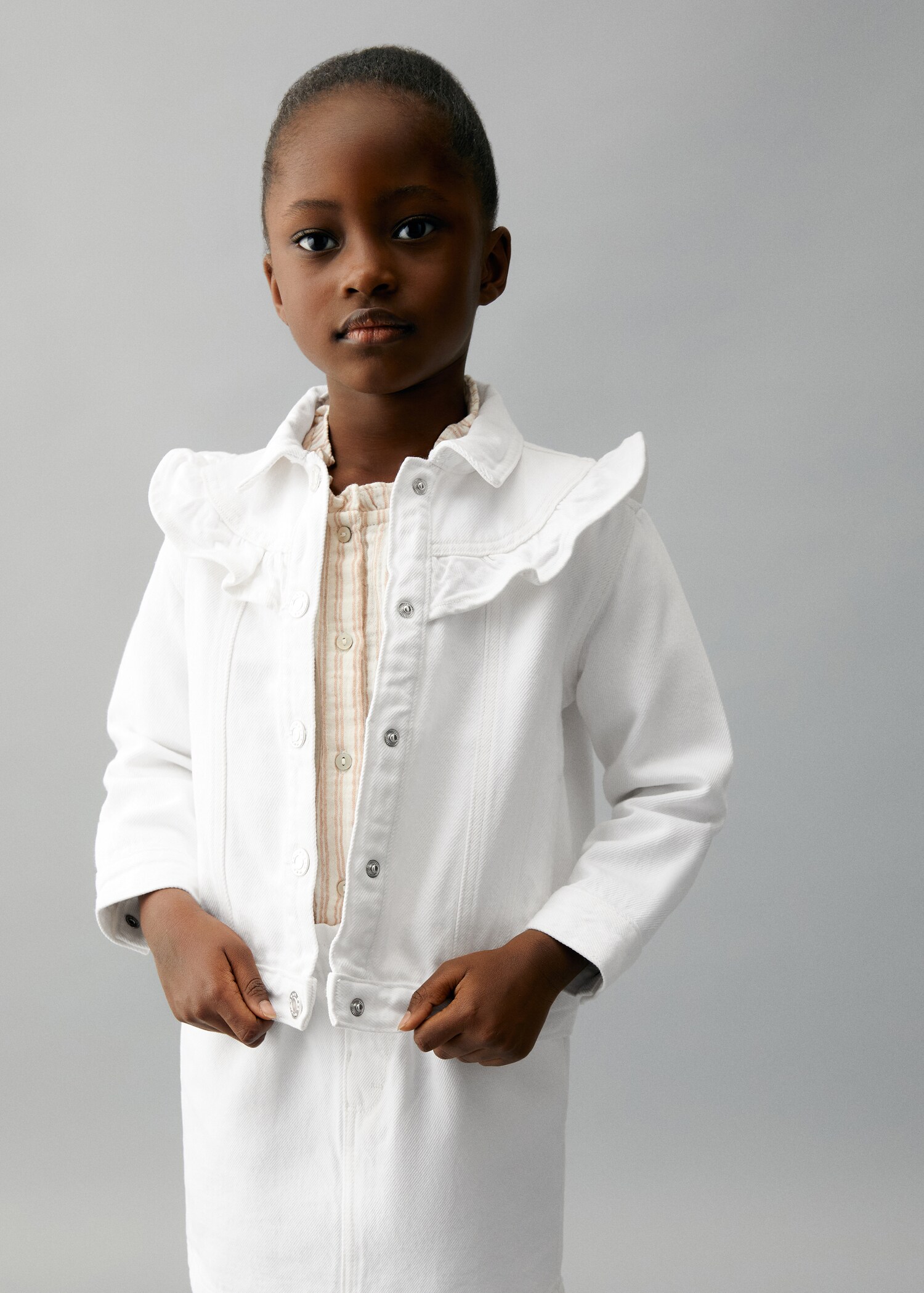 Ruffled denim jacket