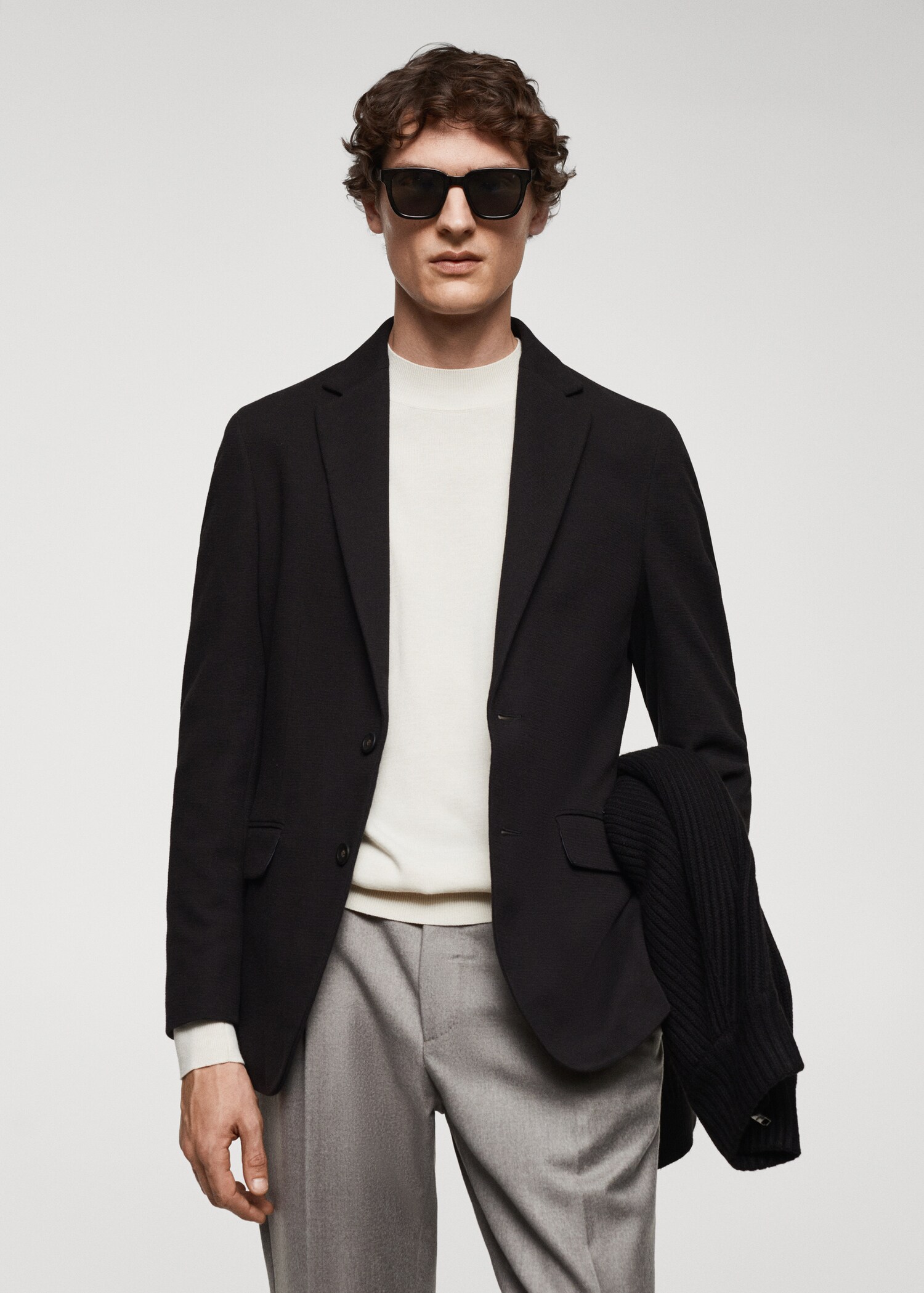 Structured slim fit cotton blazer