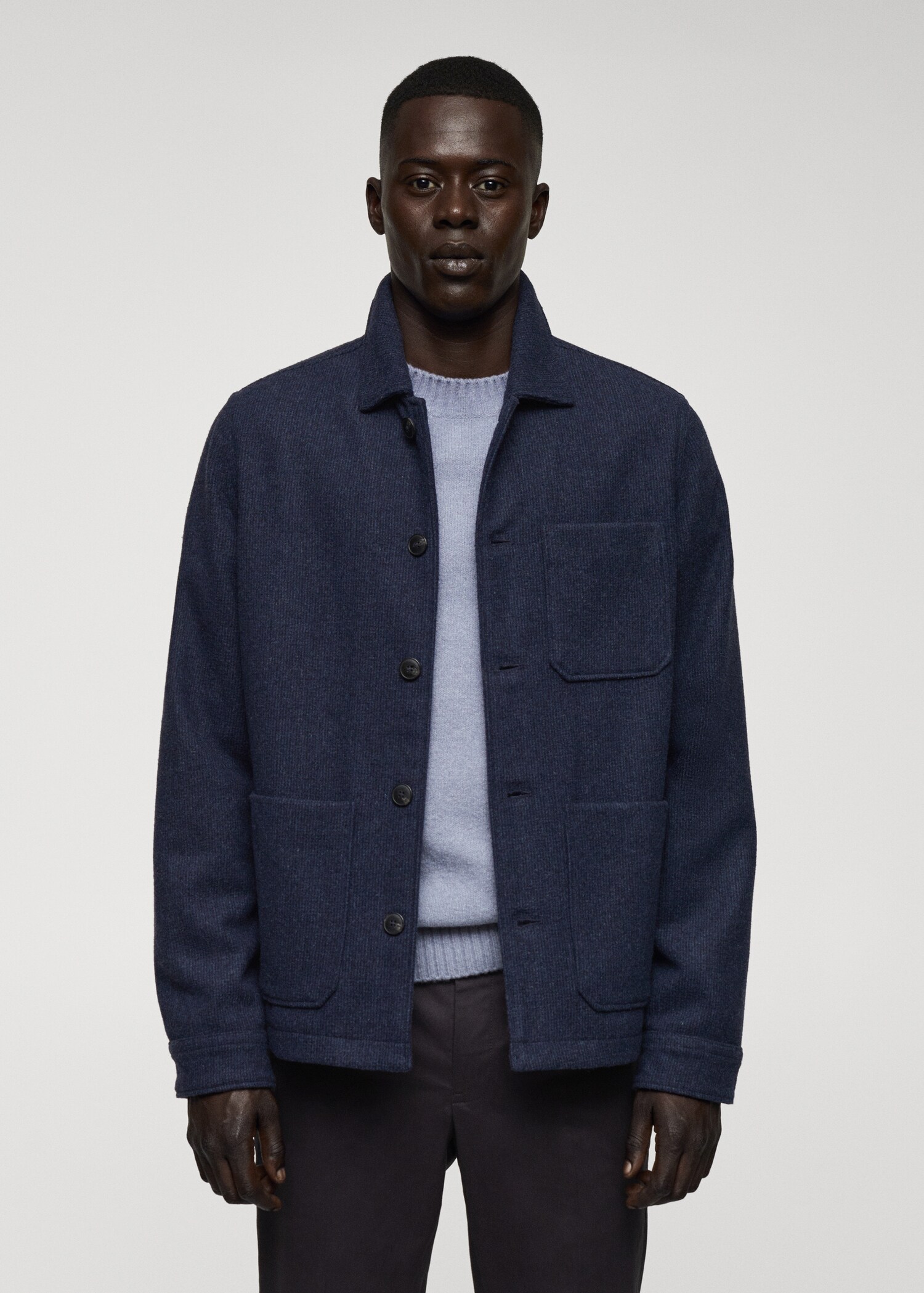 Double-faced wool overshirt with pockets