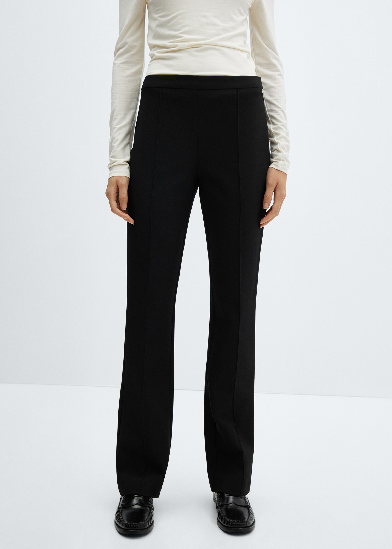 Seam-detail straight-fit pants
