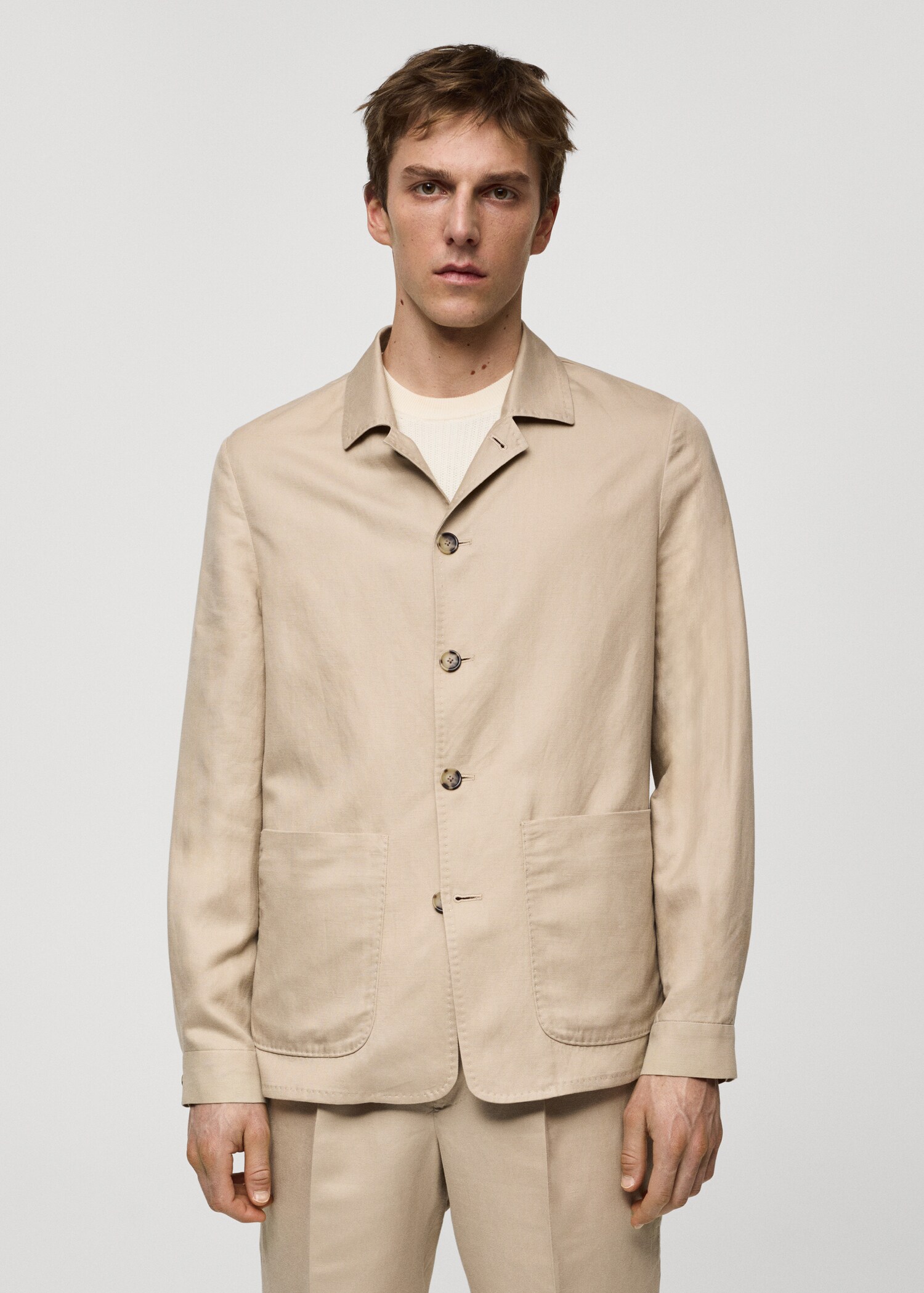 Lyocell linen overshirt with pockets