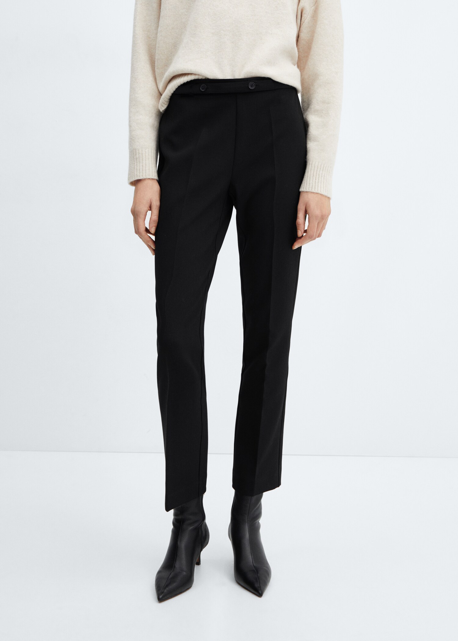 Belt straight-fit pants