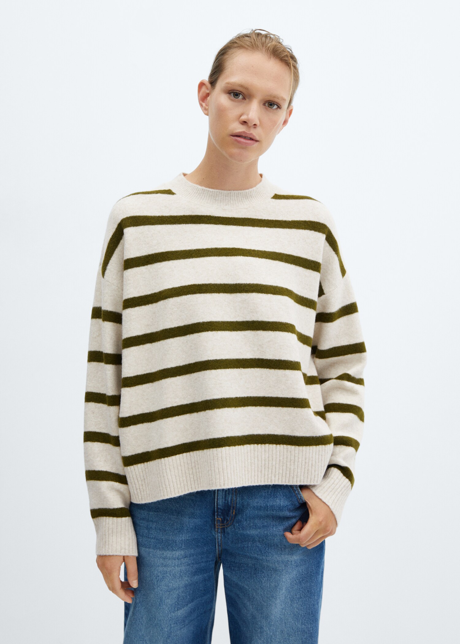 Round-neck striped sweater