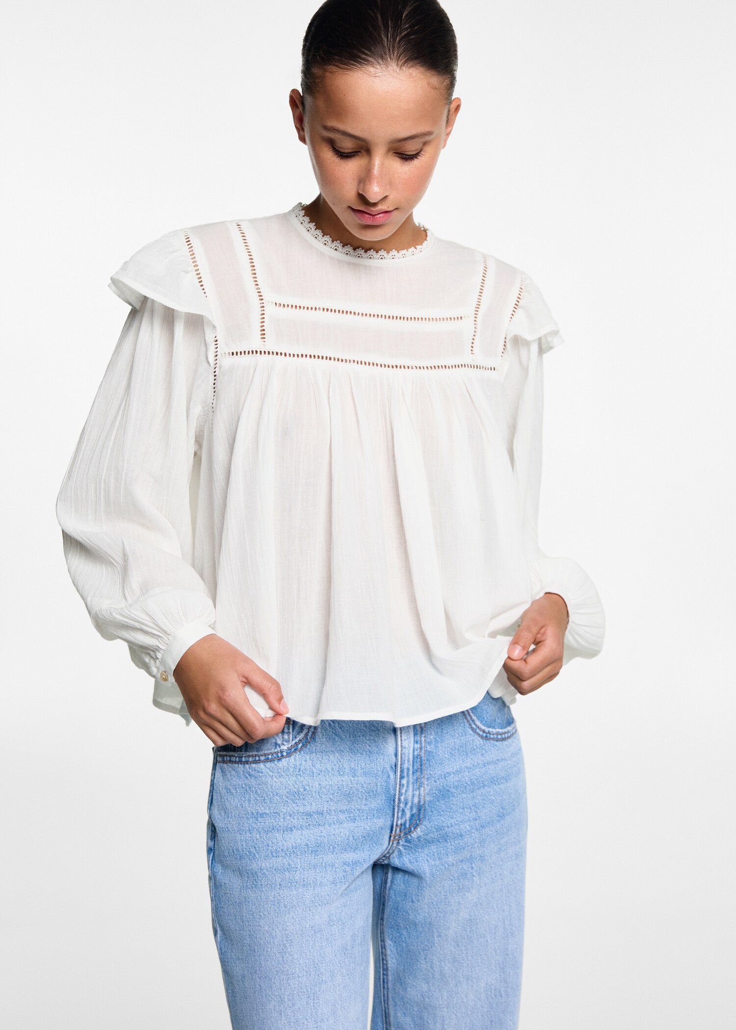 Ruffle cotton blouse