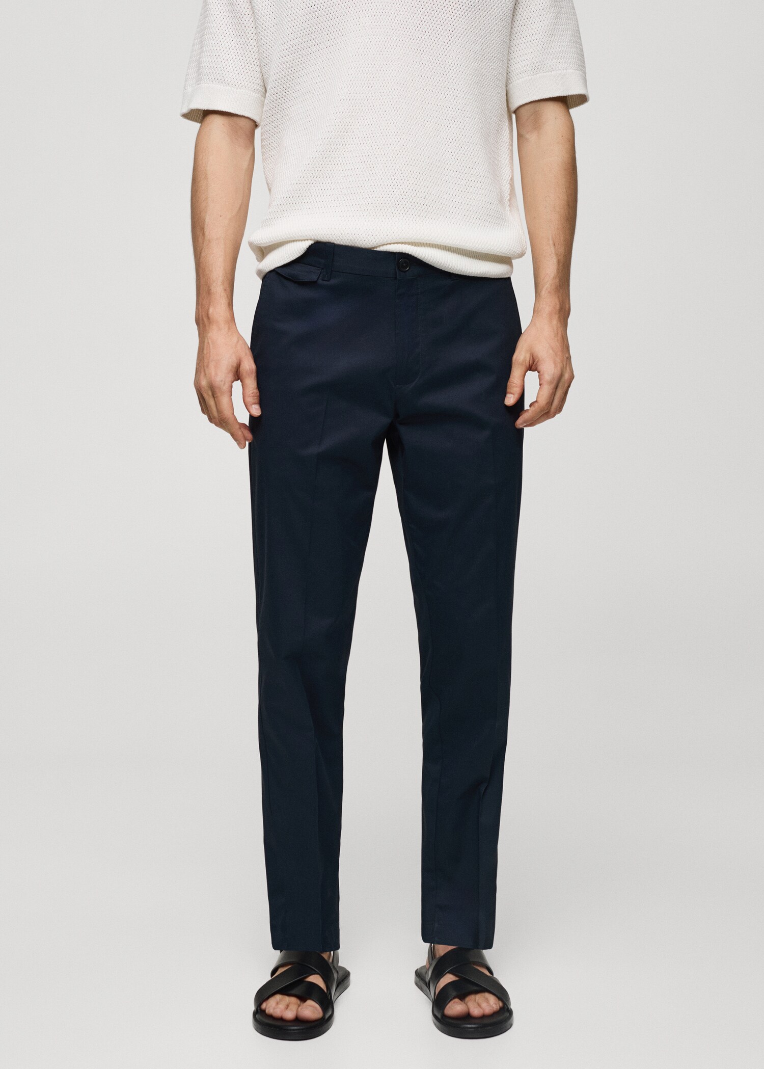 Regular fit structure cotton pants