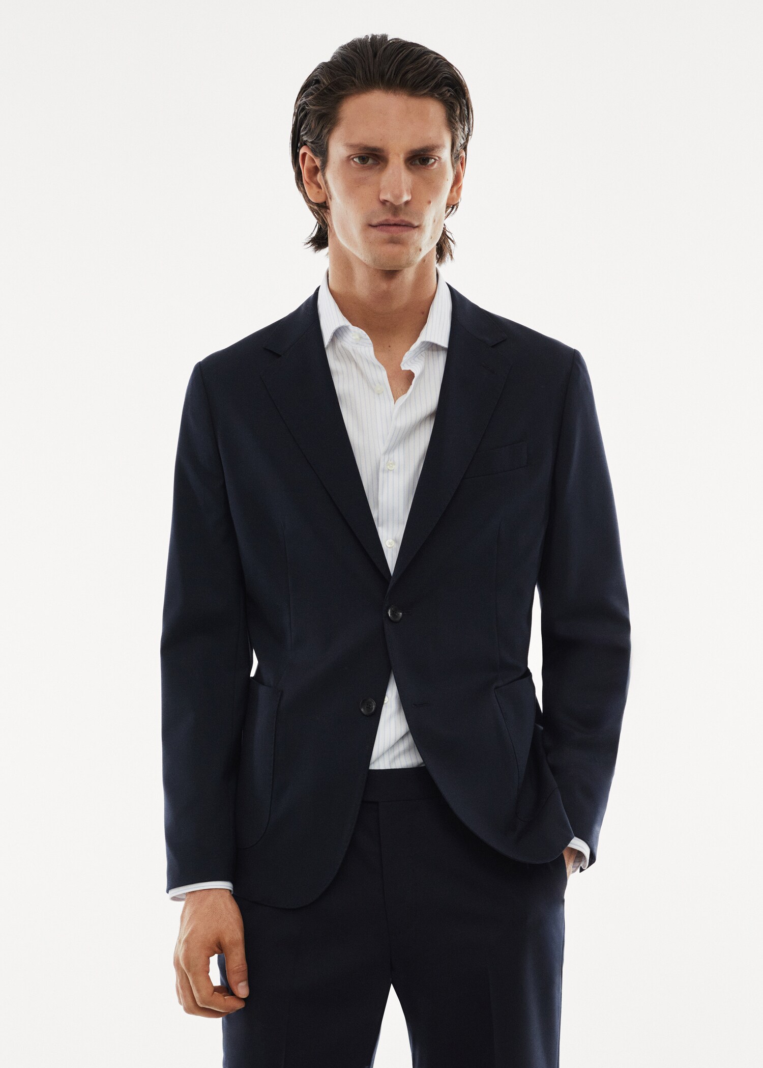Stretch virgin wool suit jacket