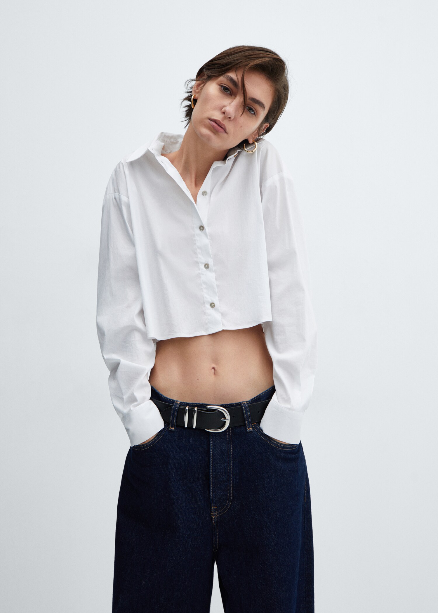 Cropped cotton shirt