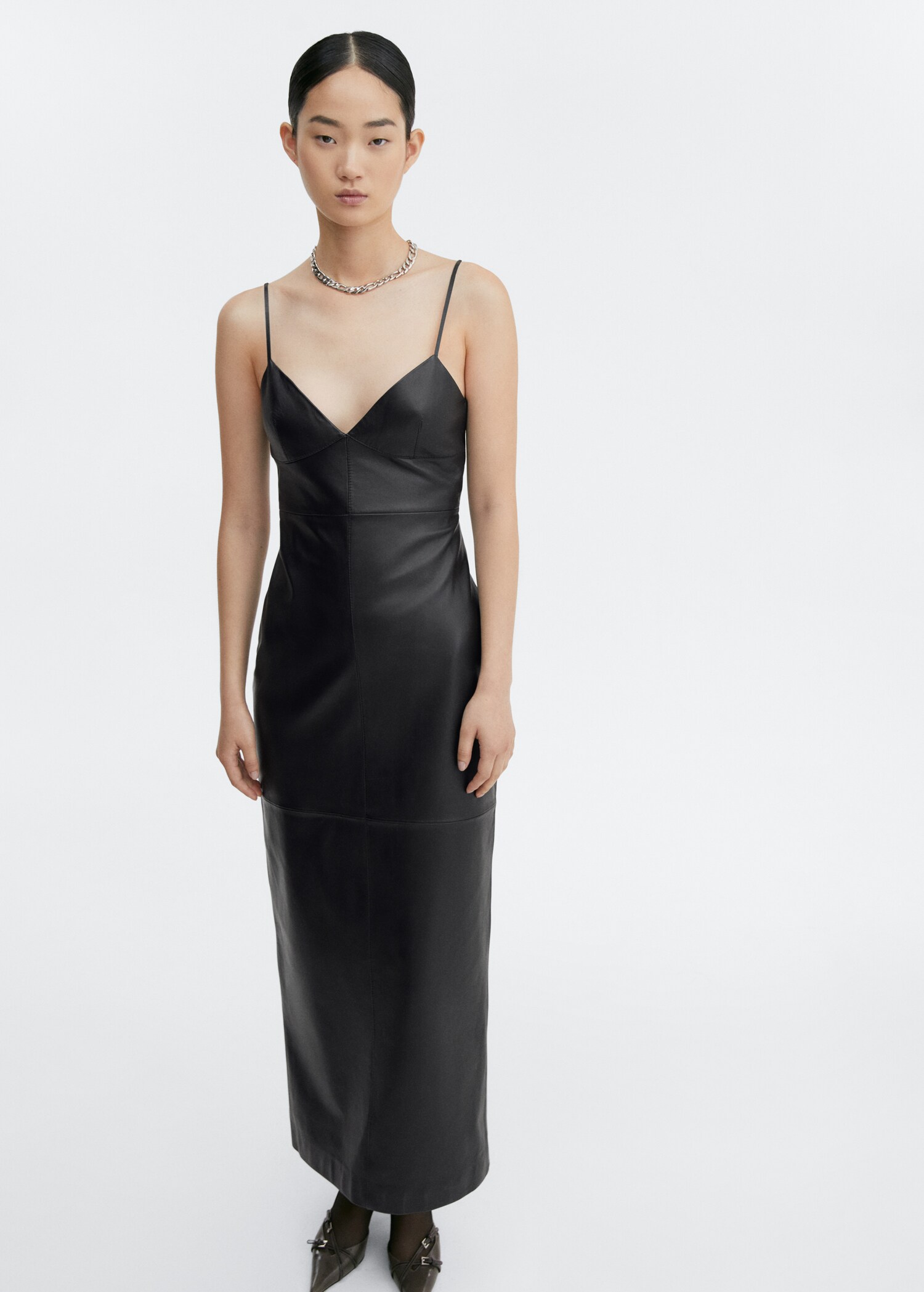 Leather dress with straps