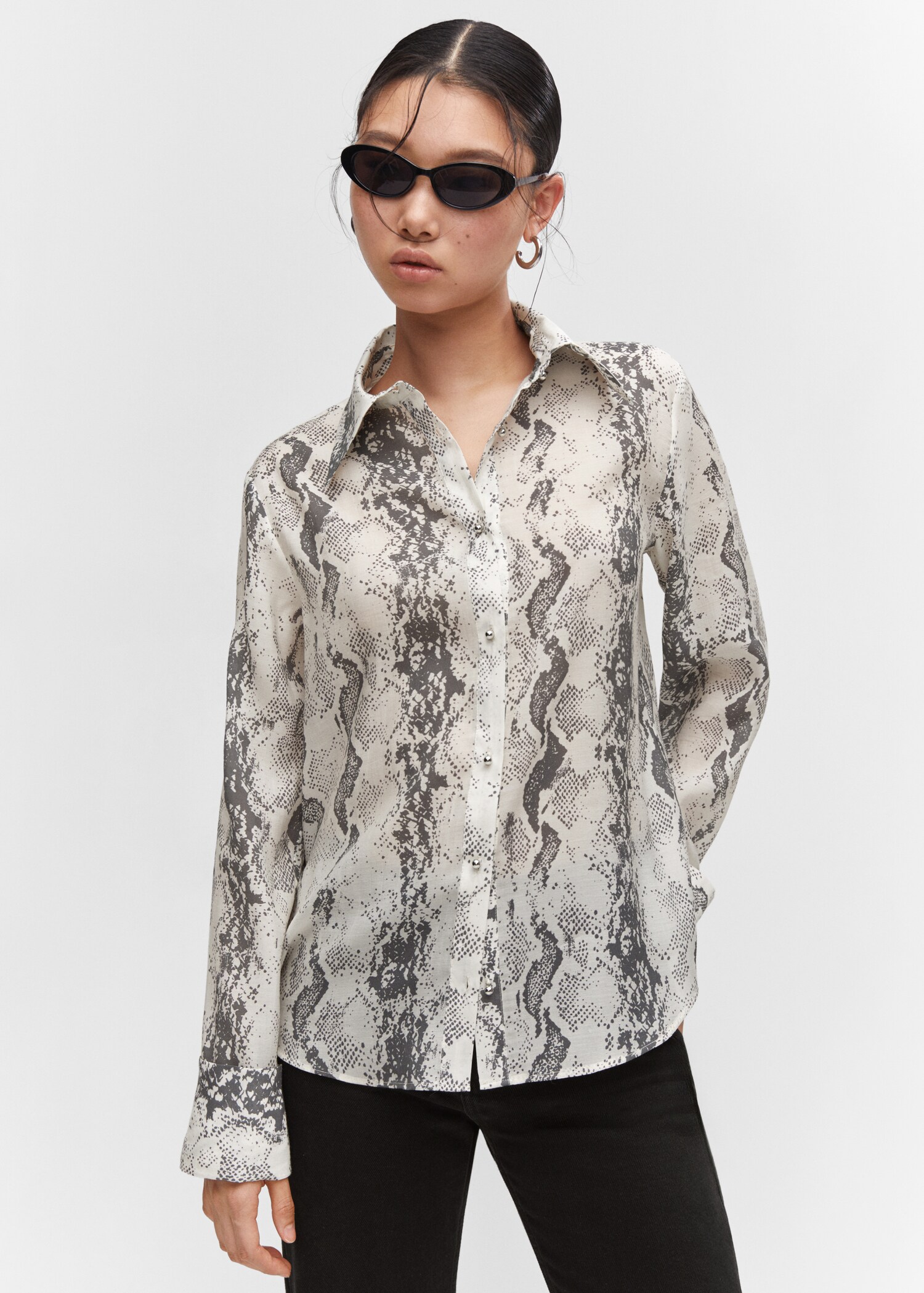Snake-print lyocell shirt