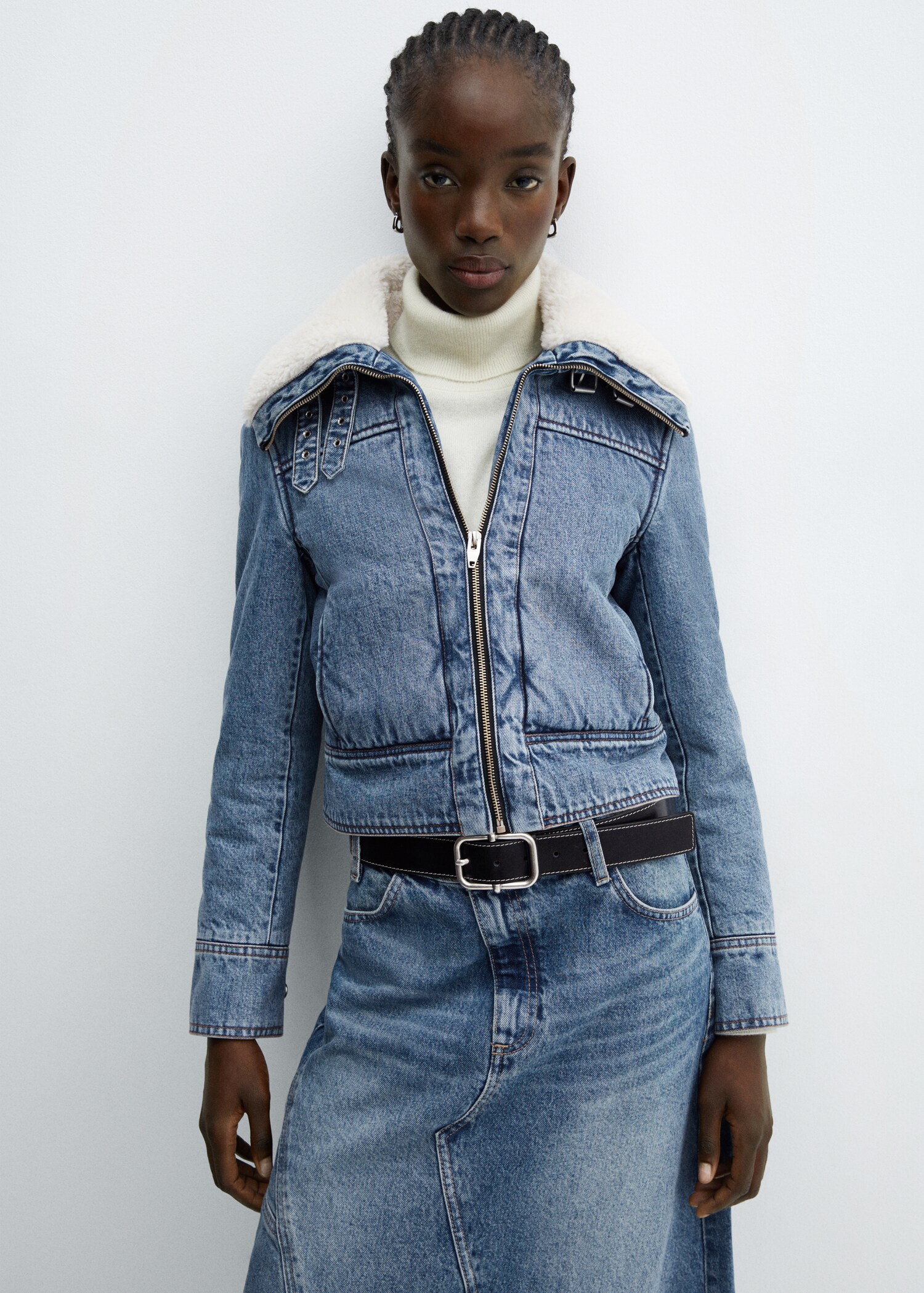 Shearling denim jacket