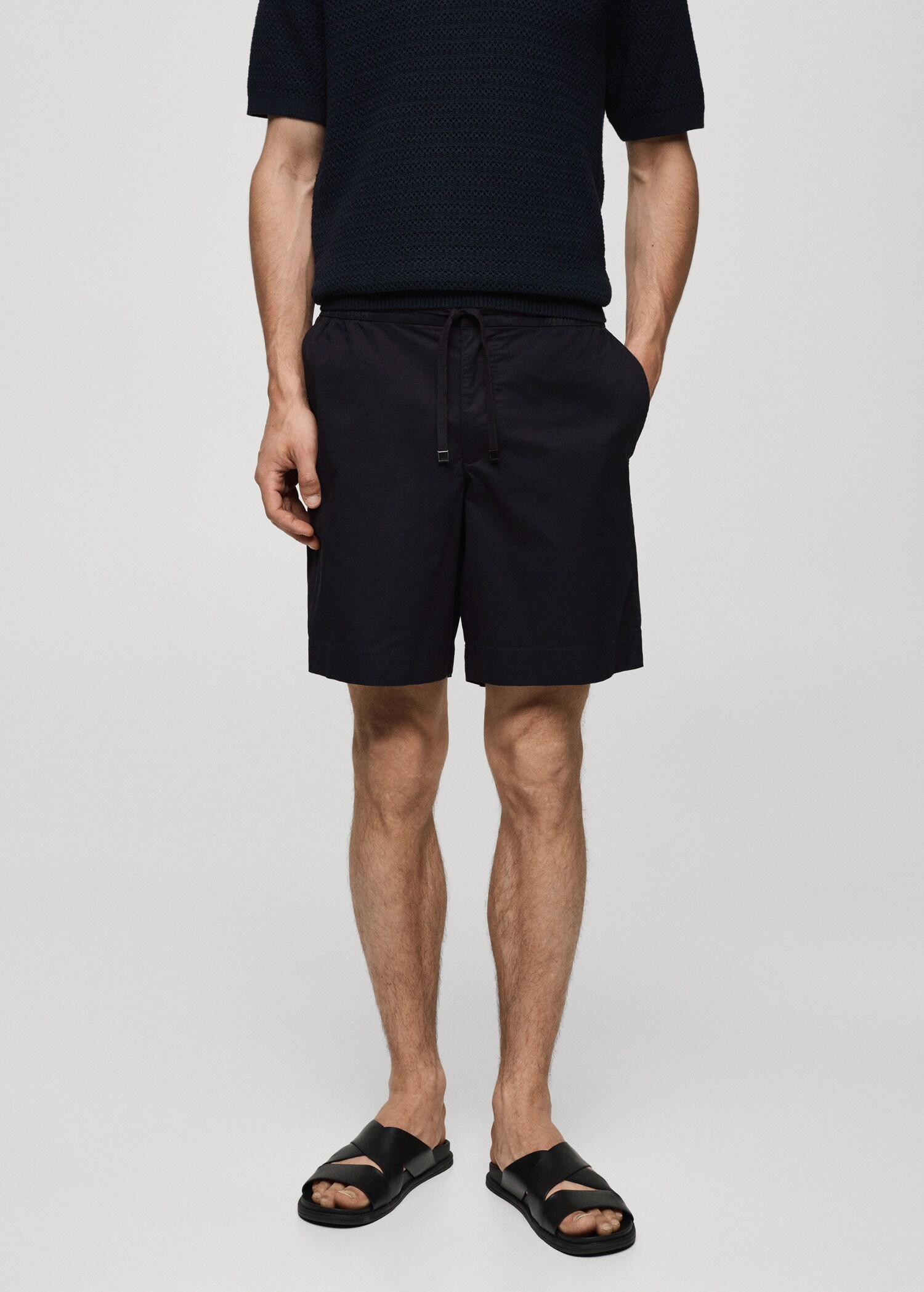 Slim fit cotton Bermuda shorts