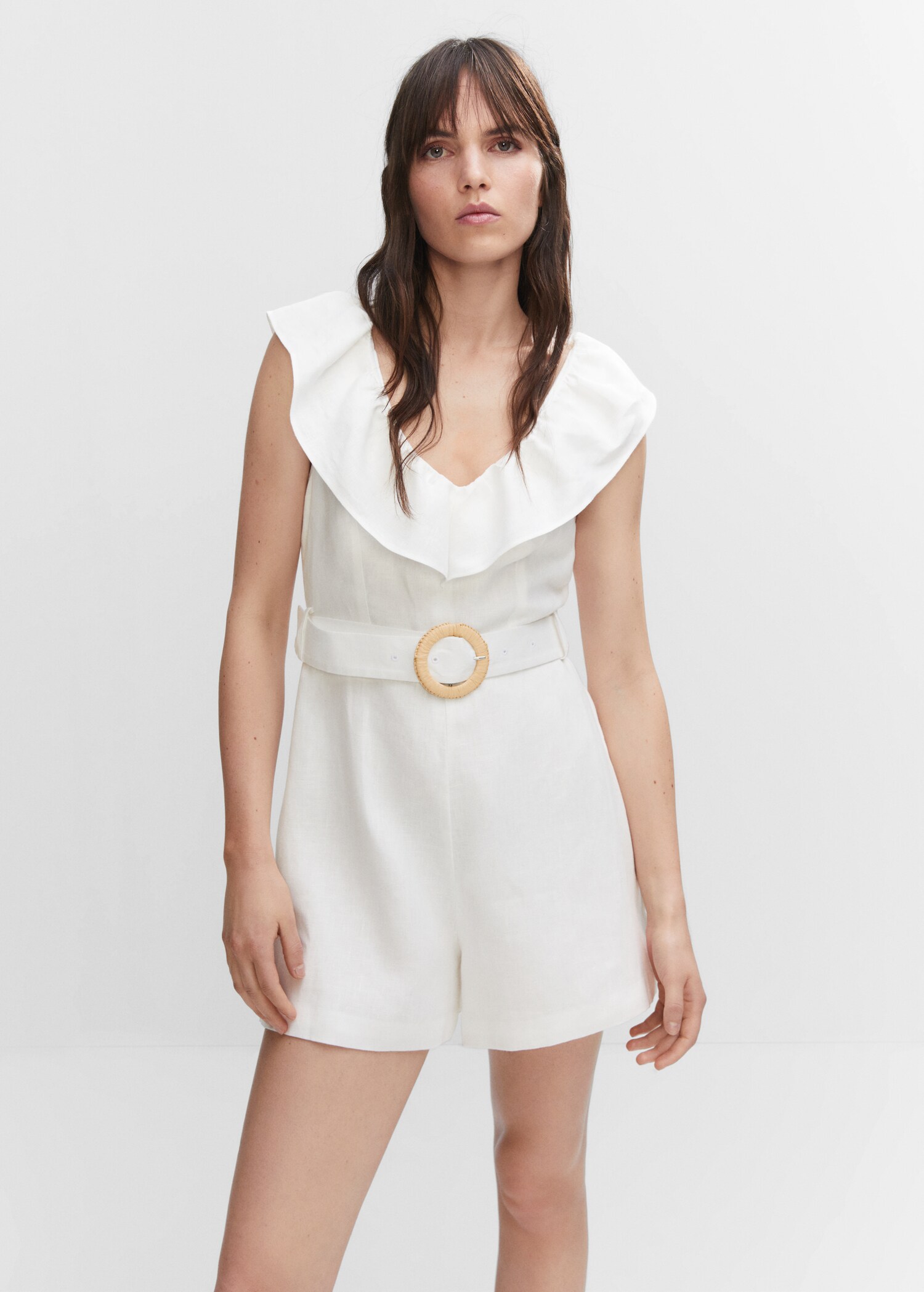 Belt linen jumpsuit