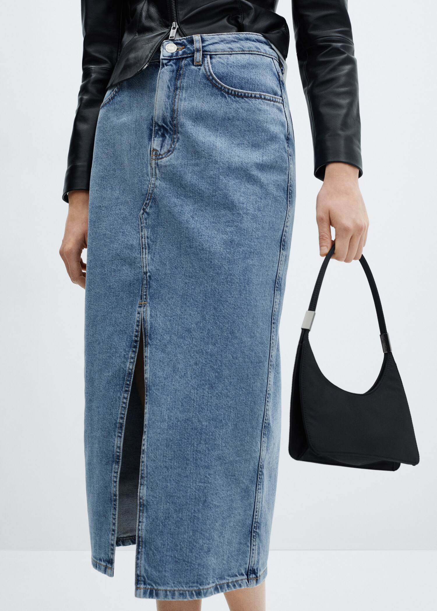 Denim midi-skirt