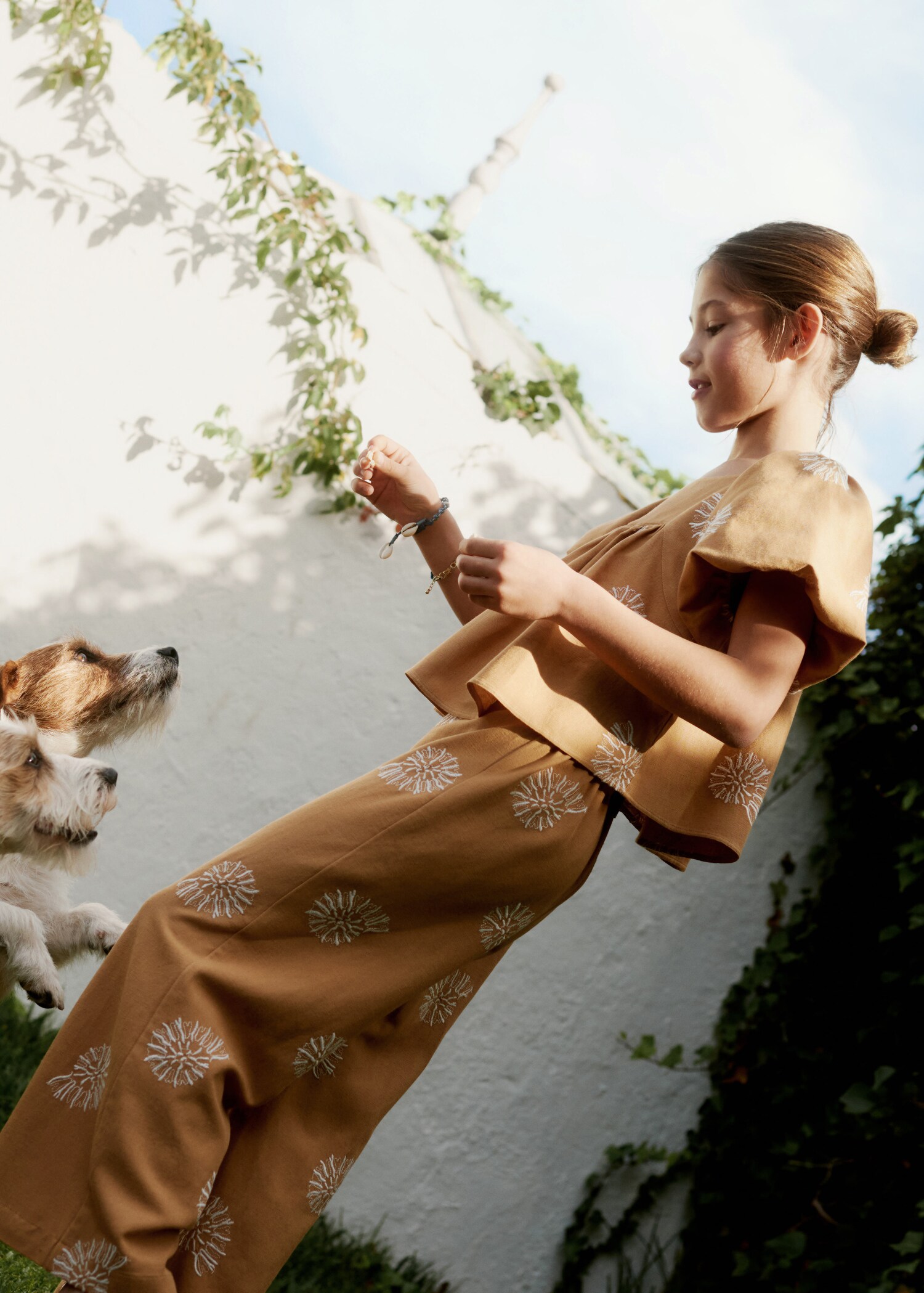 Embroidered cotton pants