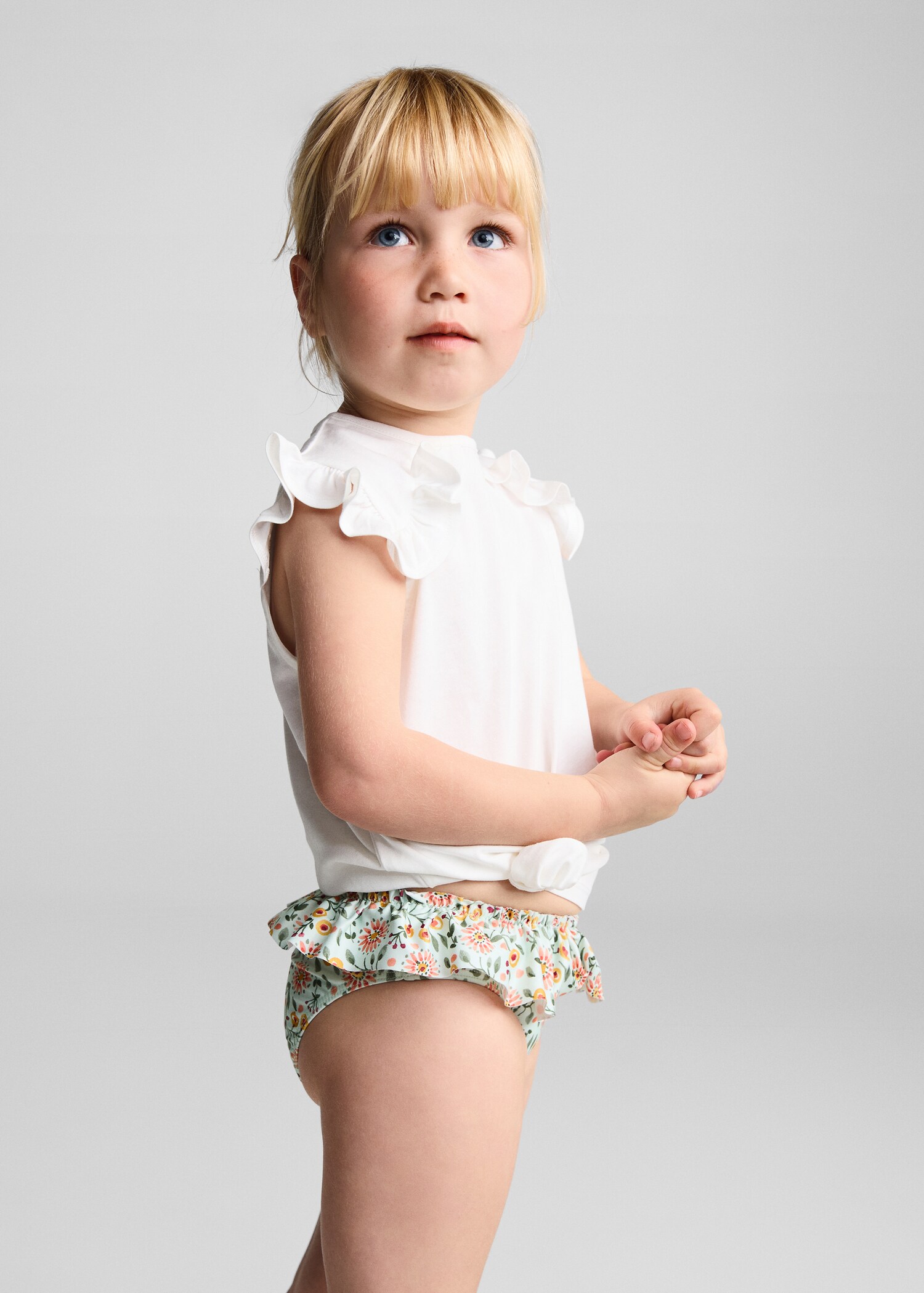 Ruffled floral bikini bottom