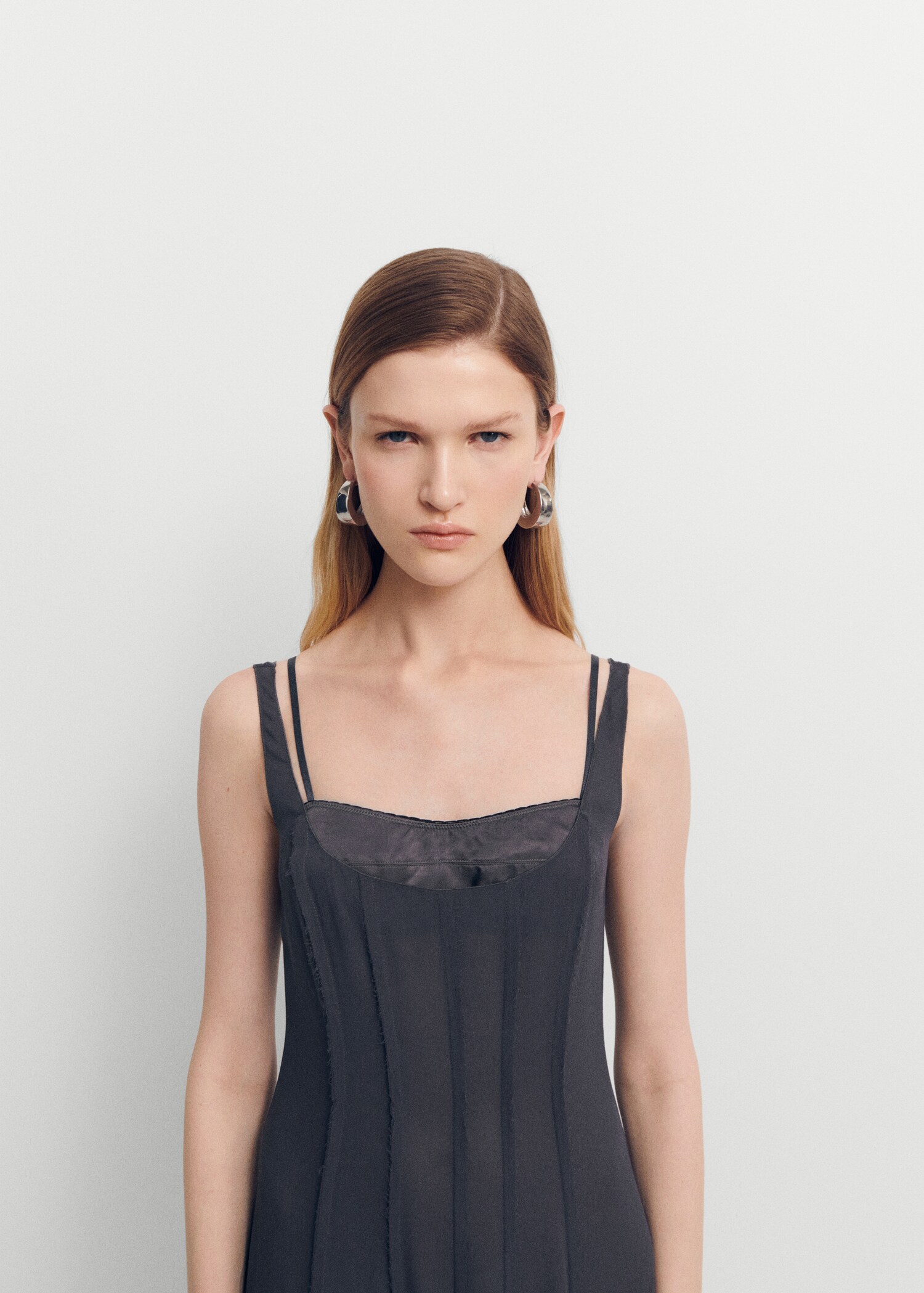 Corset dress with asymmetrical hem