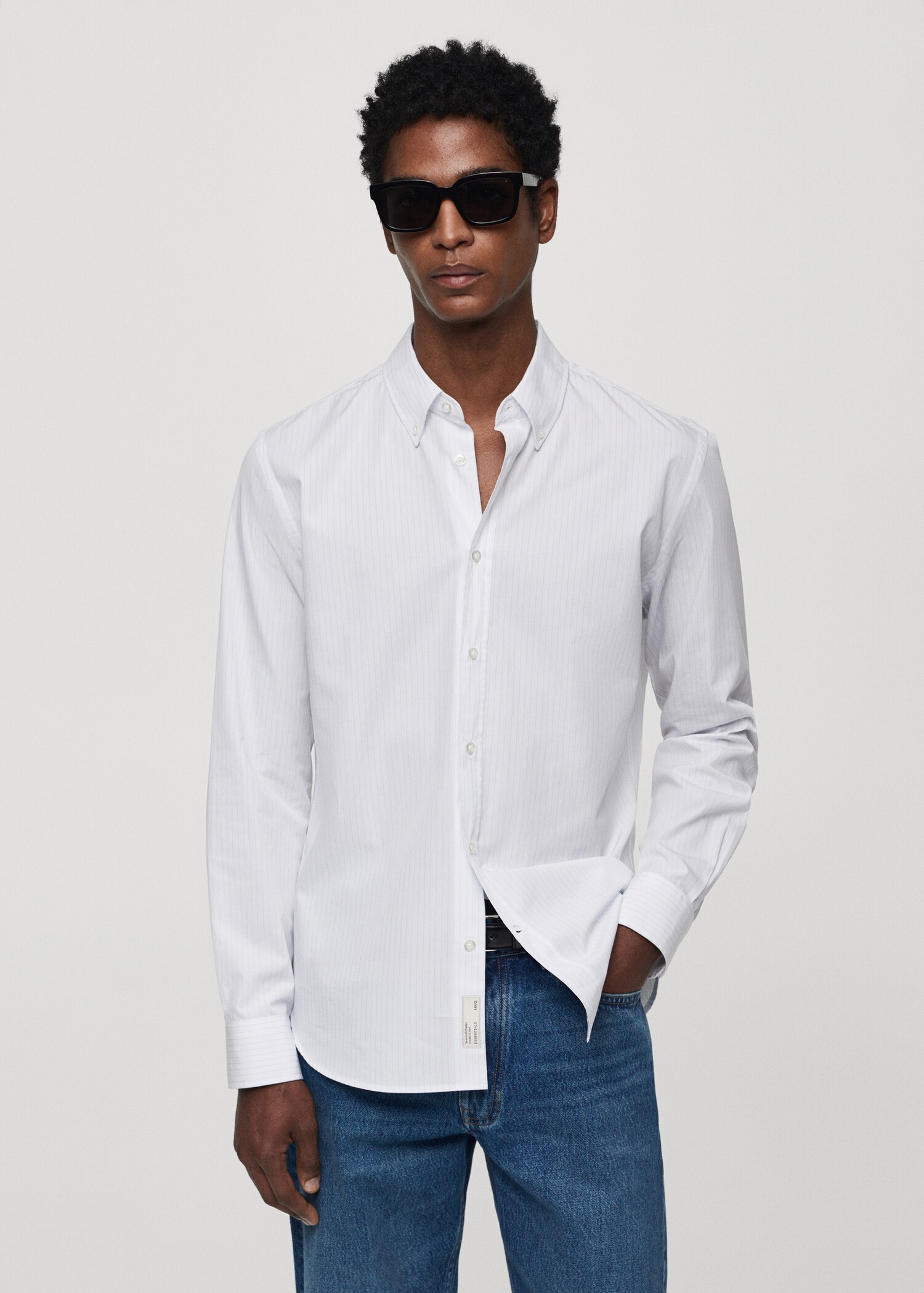 Regular-fit striped cotton shirt