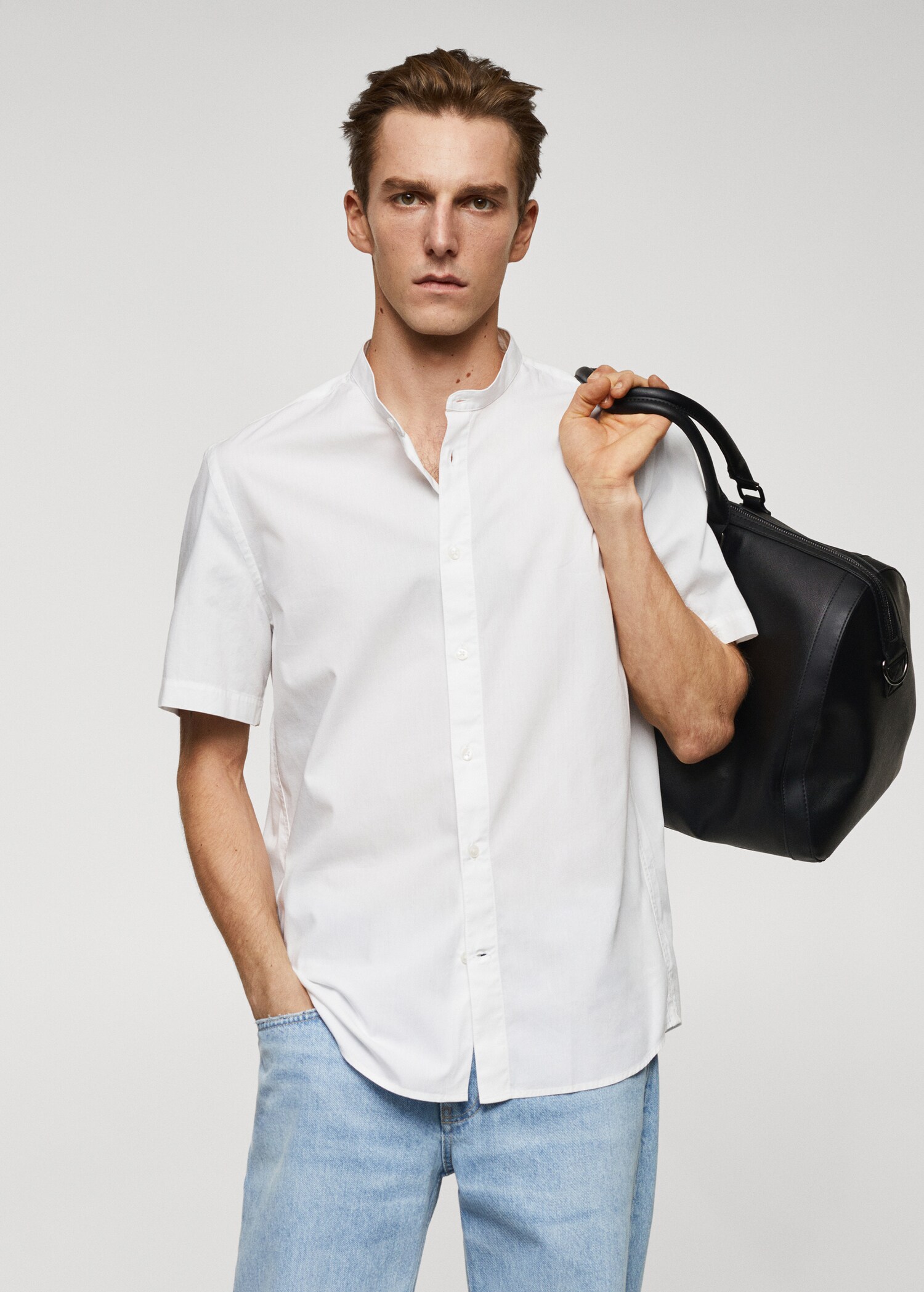 Classic-fit mandarin-collar shirt